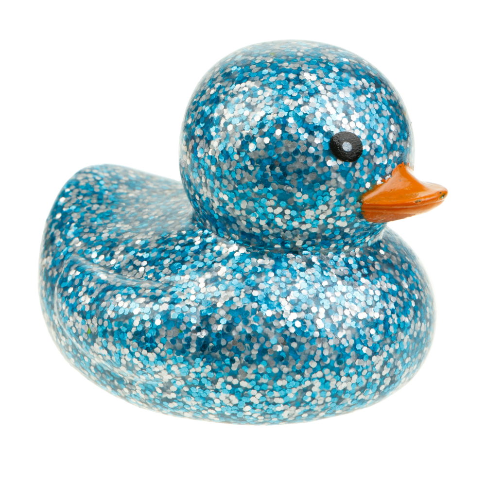 1toy Жмяка-антистресс "Уточка" с блёстками 8х7,2х6,5 см, голубая