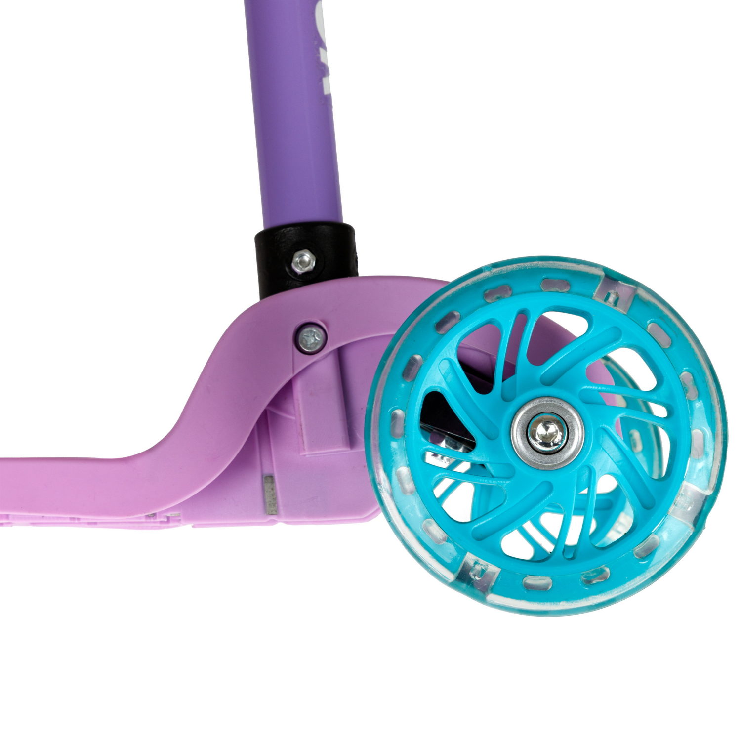 Самокат Navigator, упр.накл, PVC светящ. кол.2х110мм/80мм, складной, высота руля 58-72см, дека 36*12см, пласт ручки, пакет, розовый