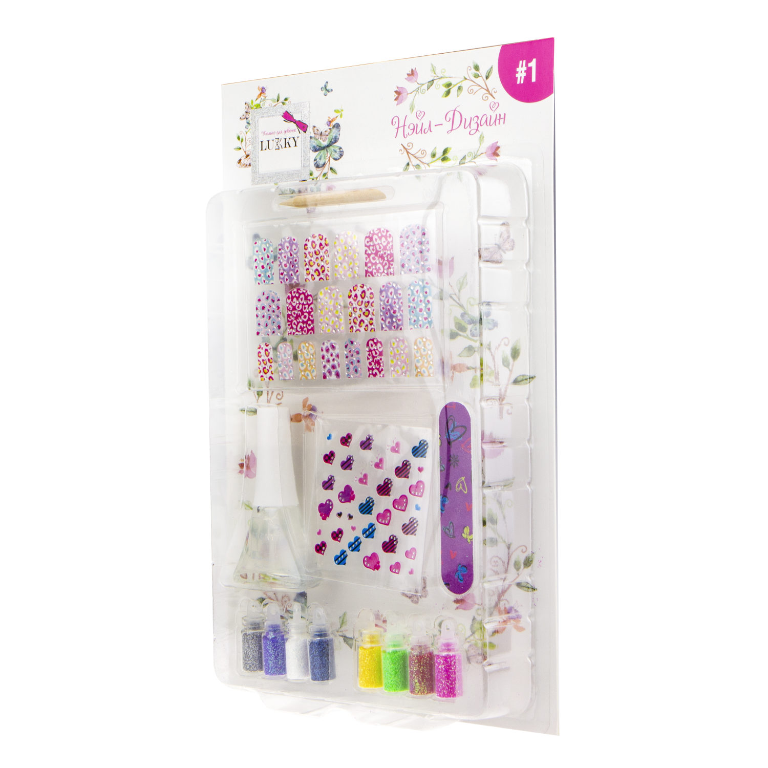 Набор LUKKY "Нэйл-Дизайн" дизайн ногтей "Сердечки, цветные пятнышки"
