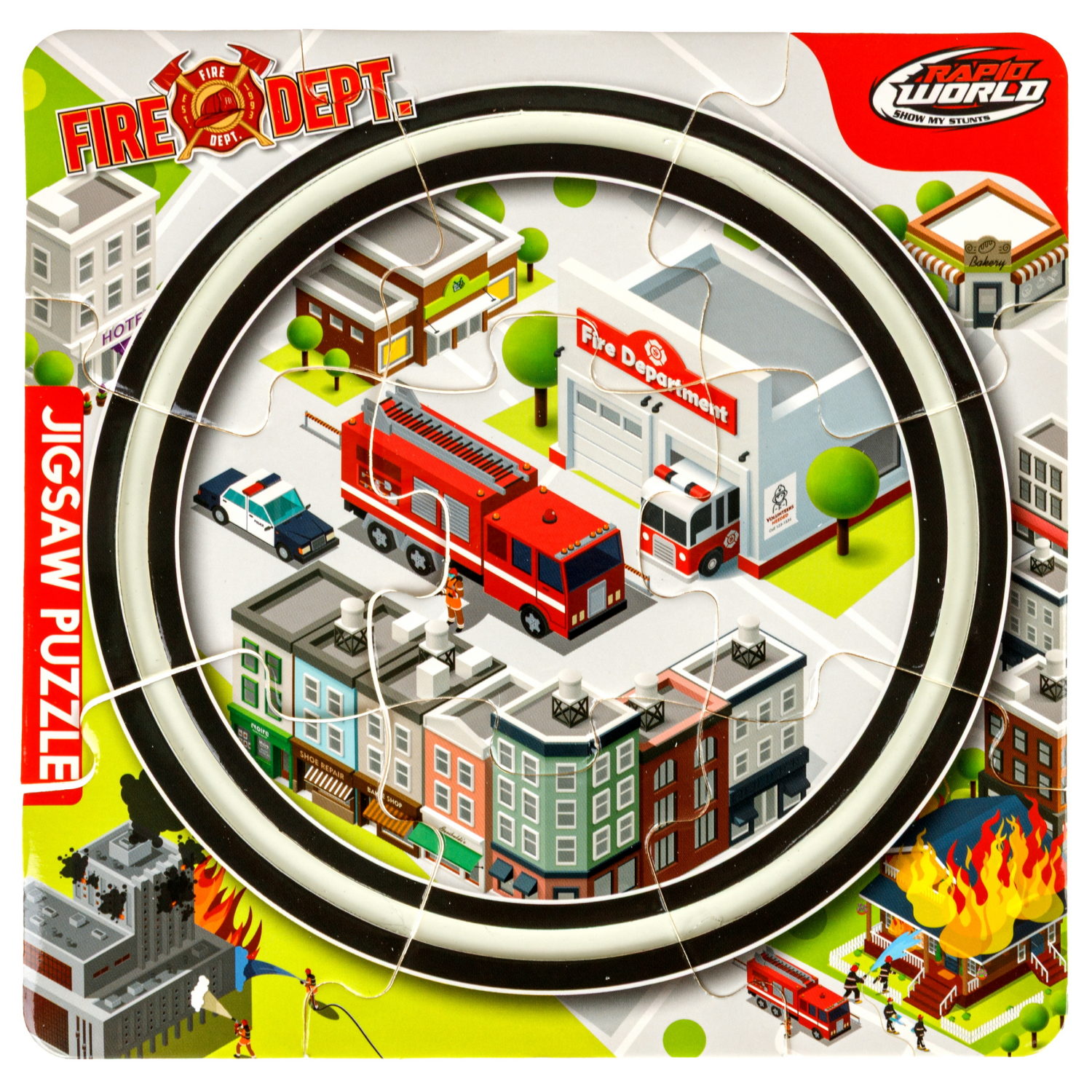 Игровой набор 1TOY Пазл-трек "Мегаполис" с машинкой, 4 вида, 10 деталей