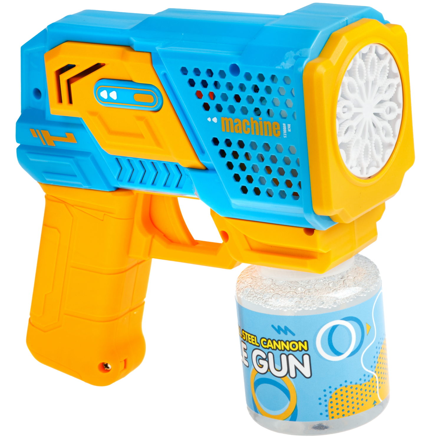 1toy Мы-шарики! игрушка для пуск. мыл. пуз. на бат. Бластер 15*16 см со свет эфф, 1* 90 мл, коробка, желт