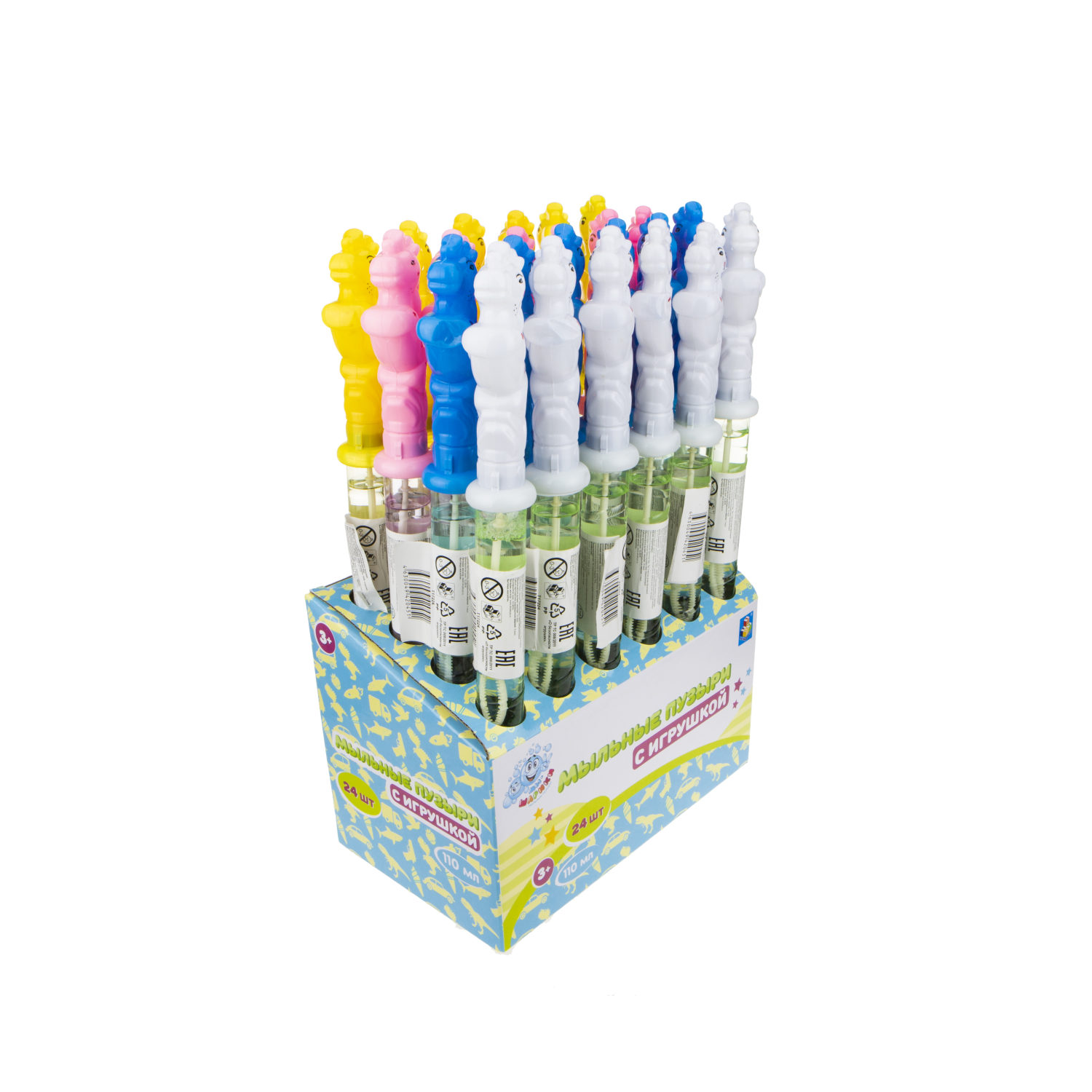 Мыльные пузыри с игрушкой 1TOY Мы-шарики! Лошадка, 110 мл, 4 цвета в ассортименте