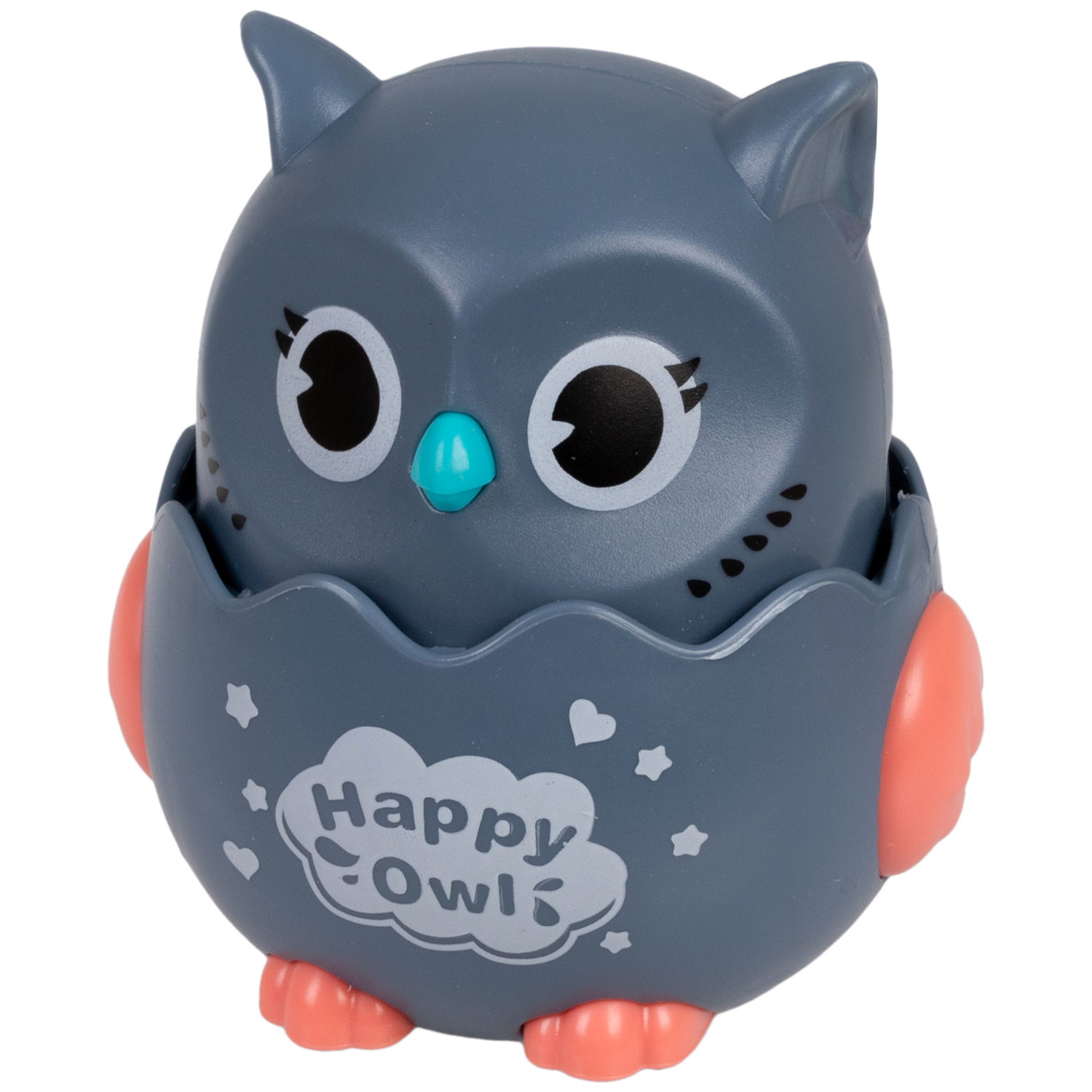 Игрушка детская 1TOY Покатушки Весёлая Сова, инерционная, работает без батареек, 4 цвета в ассортименте