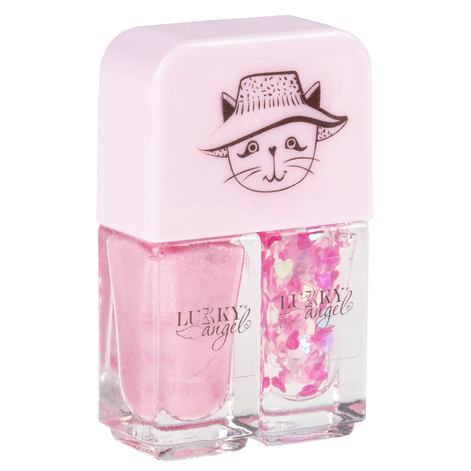 Двойной лак для детских ногтей Lukky Angel Just Duet серебряный металлик и красный с блестками, 2 по 4 мл