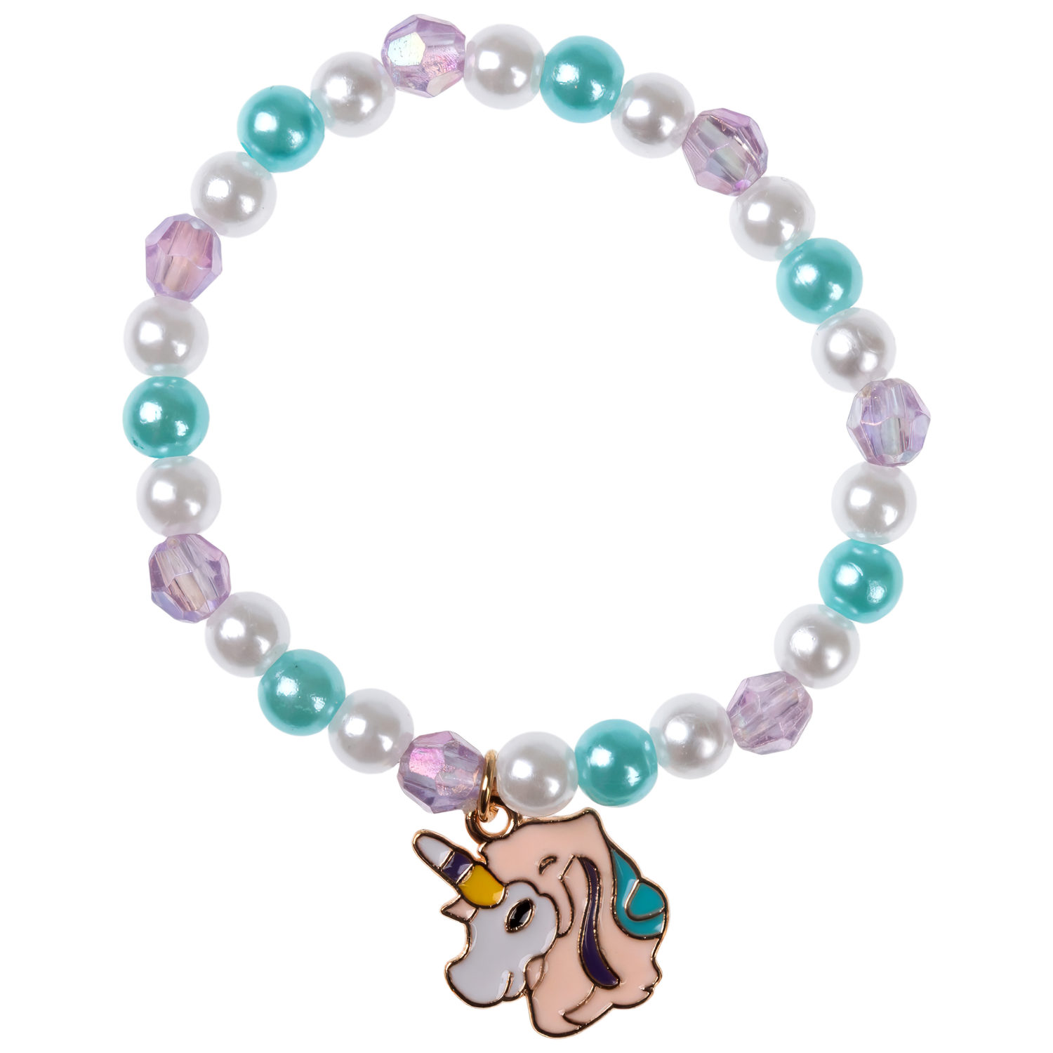 Набор из 4 браслетов Lukky Fashion из бусин с подвеской, шармом "Единорог"