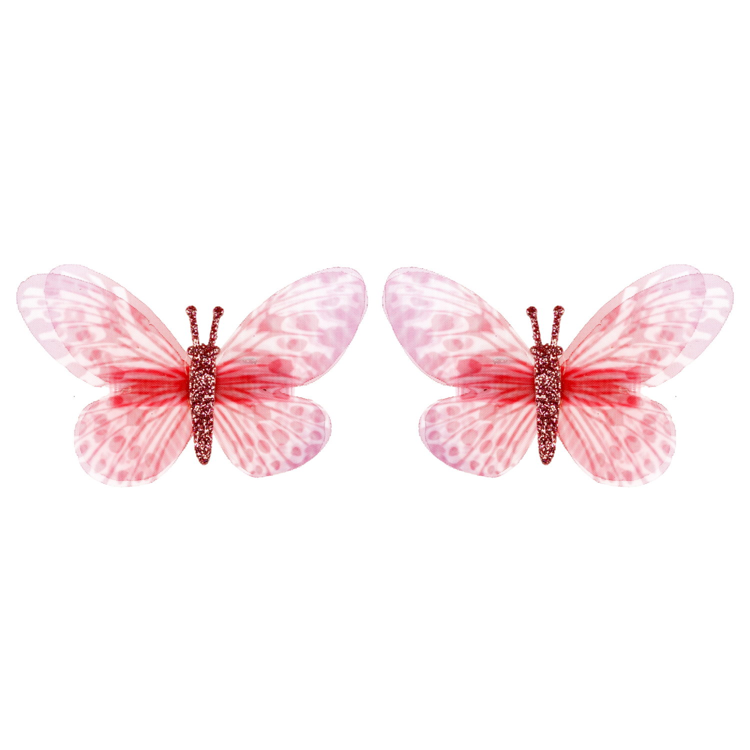 Заколки для волос Lukky Fashion Бабочки Шифон Принт, детские, для девочки, зажимы, 2 цвета в ассортименте, набор 2 шт.
