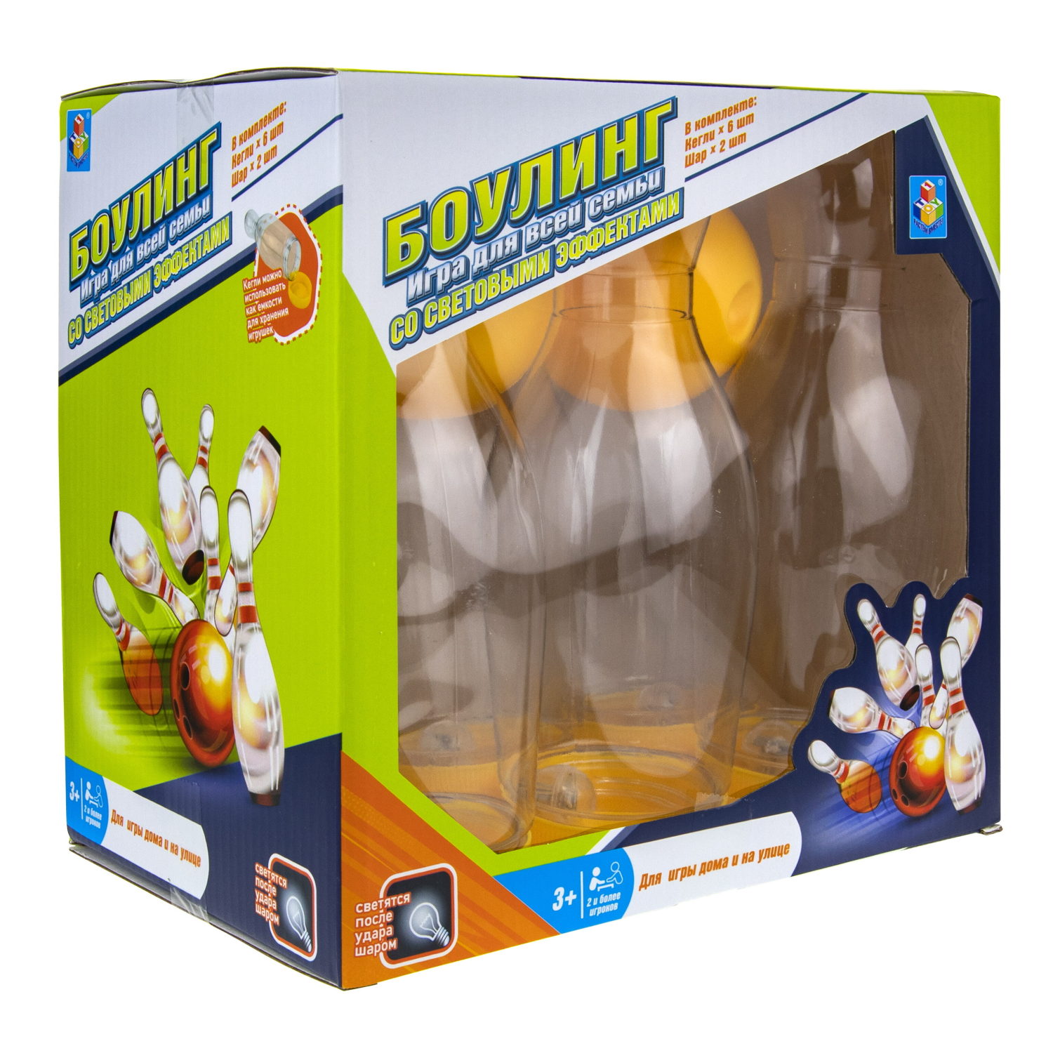 Игровой набор 1TOY Боулинг со светом, 6 кеглей и шар