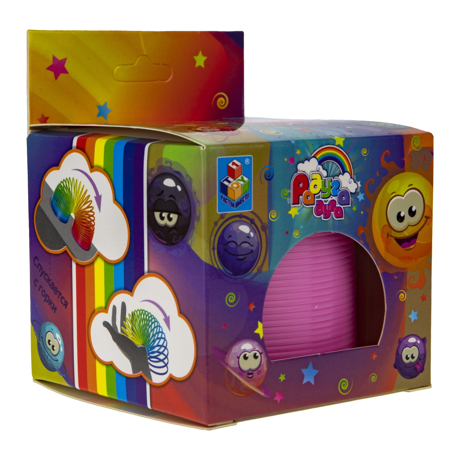 Пружинка радуга 1TOY «Радуга-дуга» Эмоции, 7,5*7,5 см, 6 видов в ассортименте