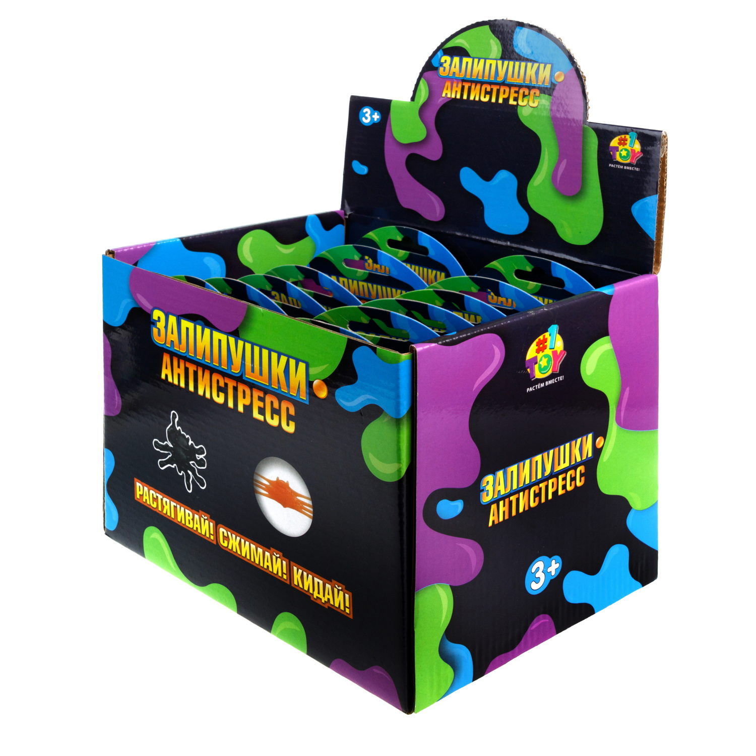 Игрушки-антистресс 1TOY Залипушки "Пауки", в упаковке 