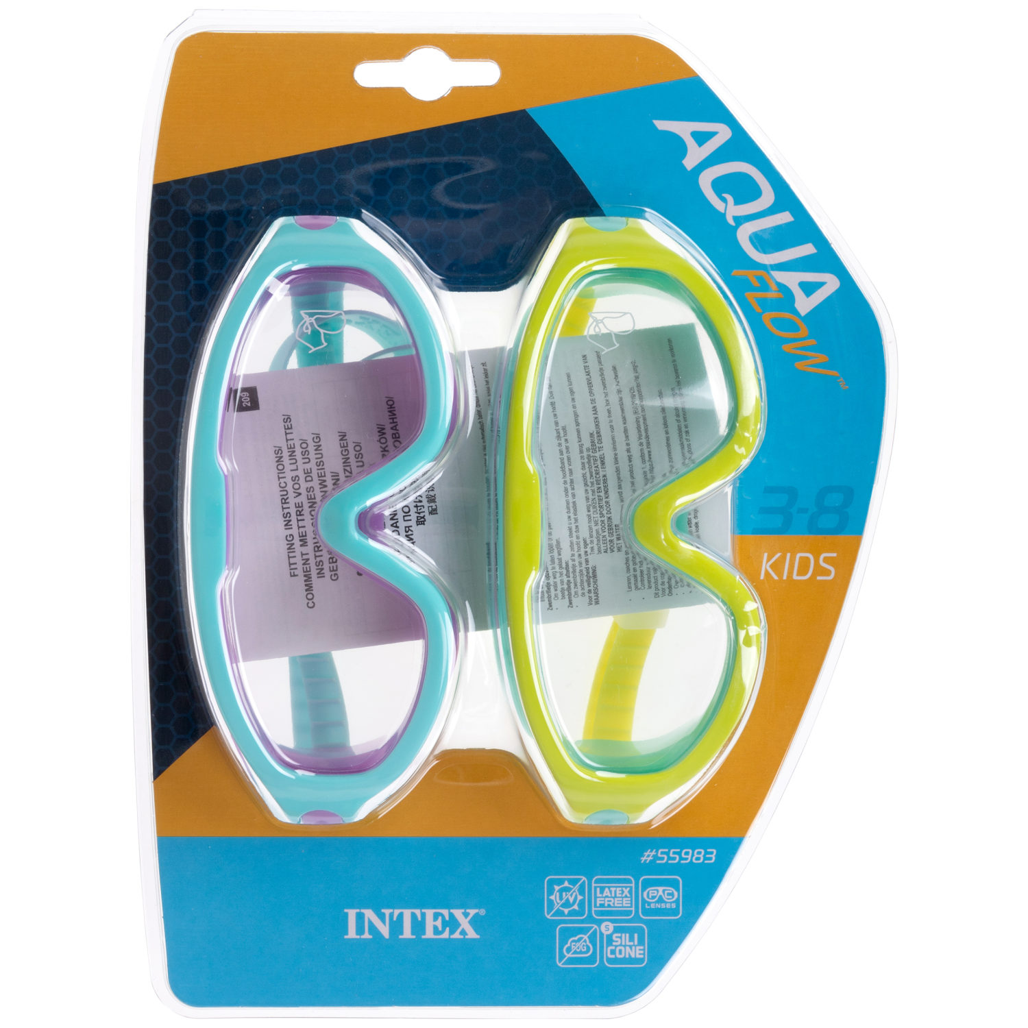 Очки-маска для плавания детская Intex Интекс, набор, 3-8 лет