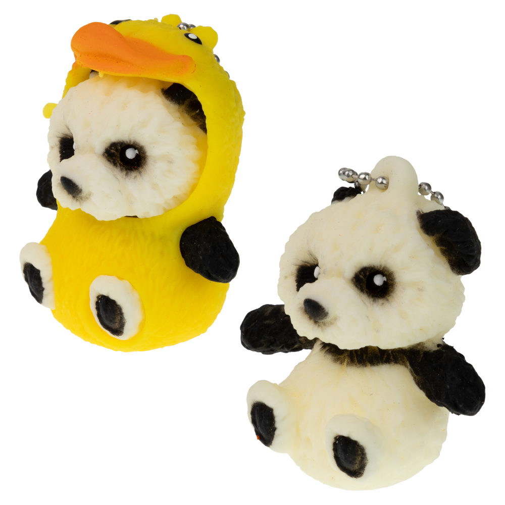 Игрушка антистресс для рук 1TOY Маскарад для зверят панда - утёнок, мягкая, резиновая, сквиш, жмякалка, мялка, брелок детский, для взрослого