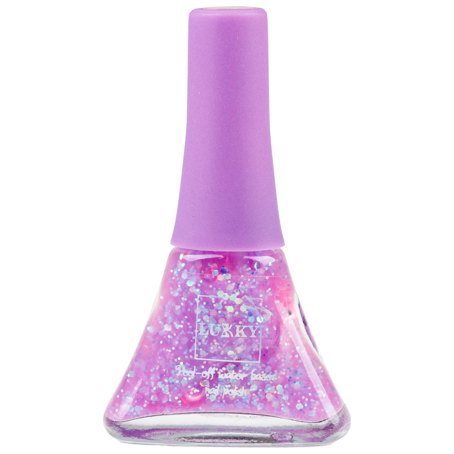 Детский лак для ногтей на водной основе с блестками Lukky, Конфетти-Микс, безопасный, фиалковый перламутр с блёстками, блистер, 5,5 мл