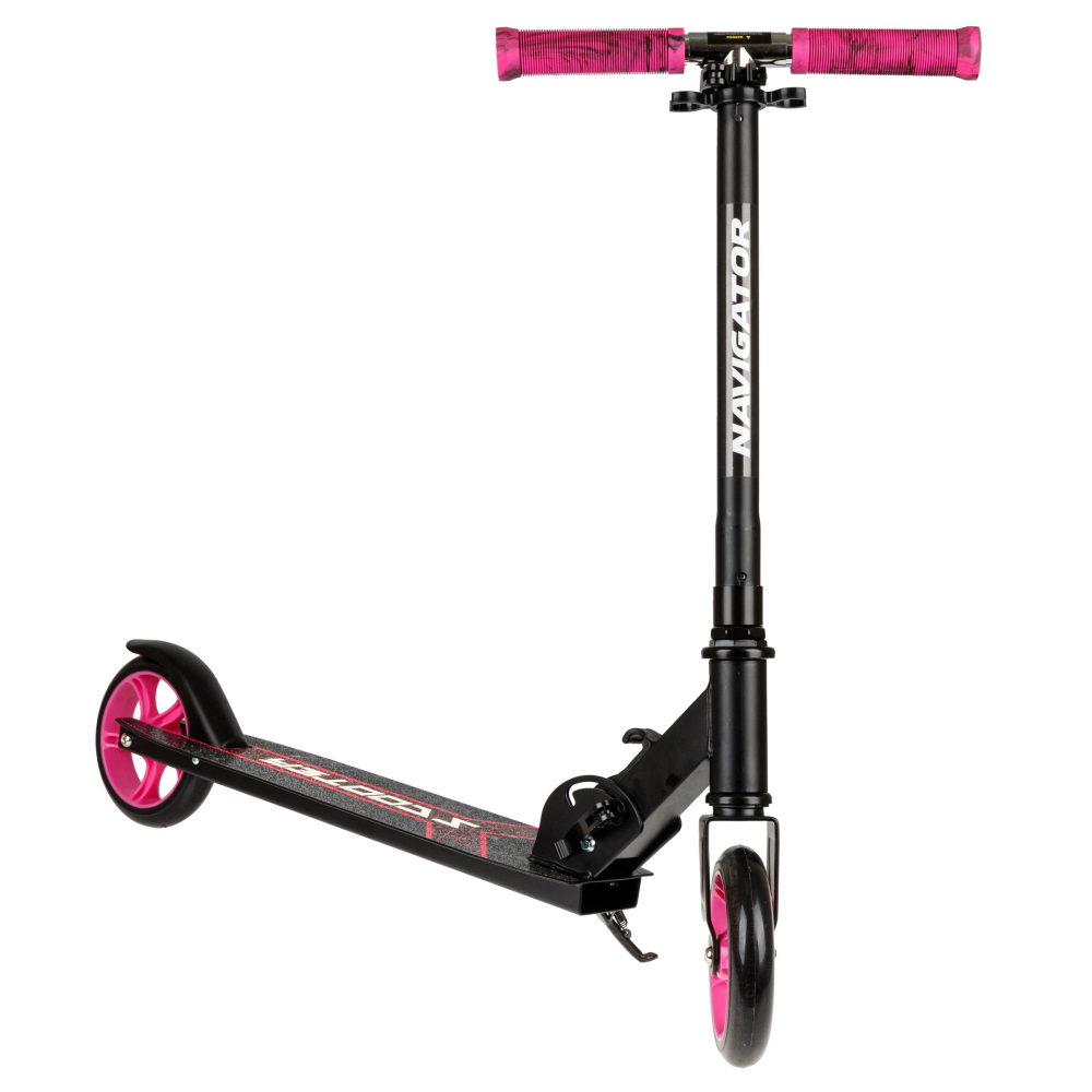 Самокат Navigator, 2-х кол. PU 2х145 мм, складной, TPR грипсы, , черный