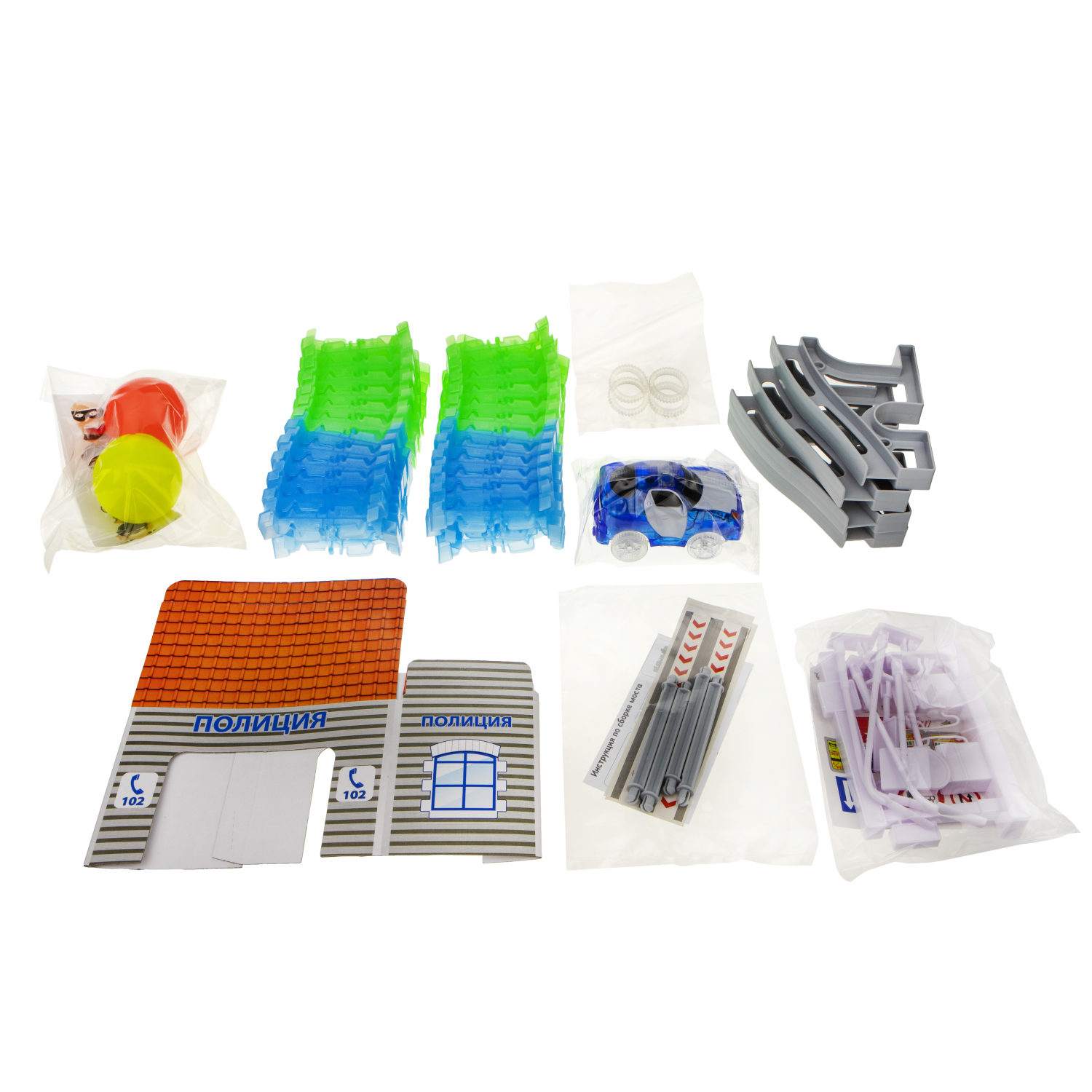 Игровой набор 1TOY Гибкий трек "Полиция", 139 деталей