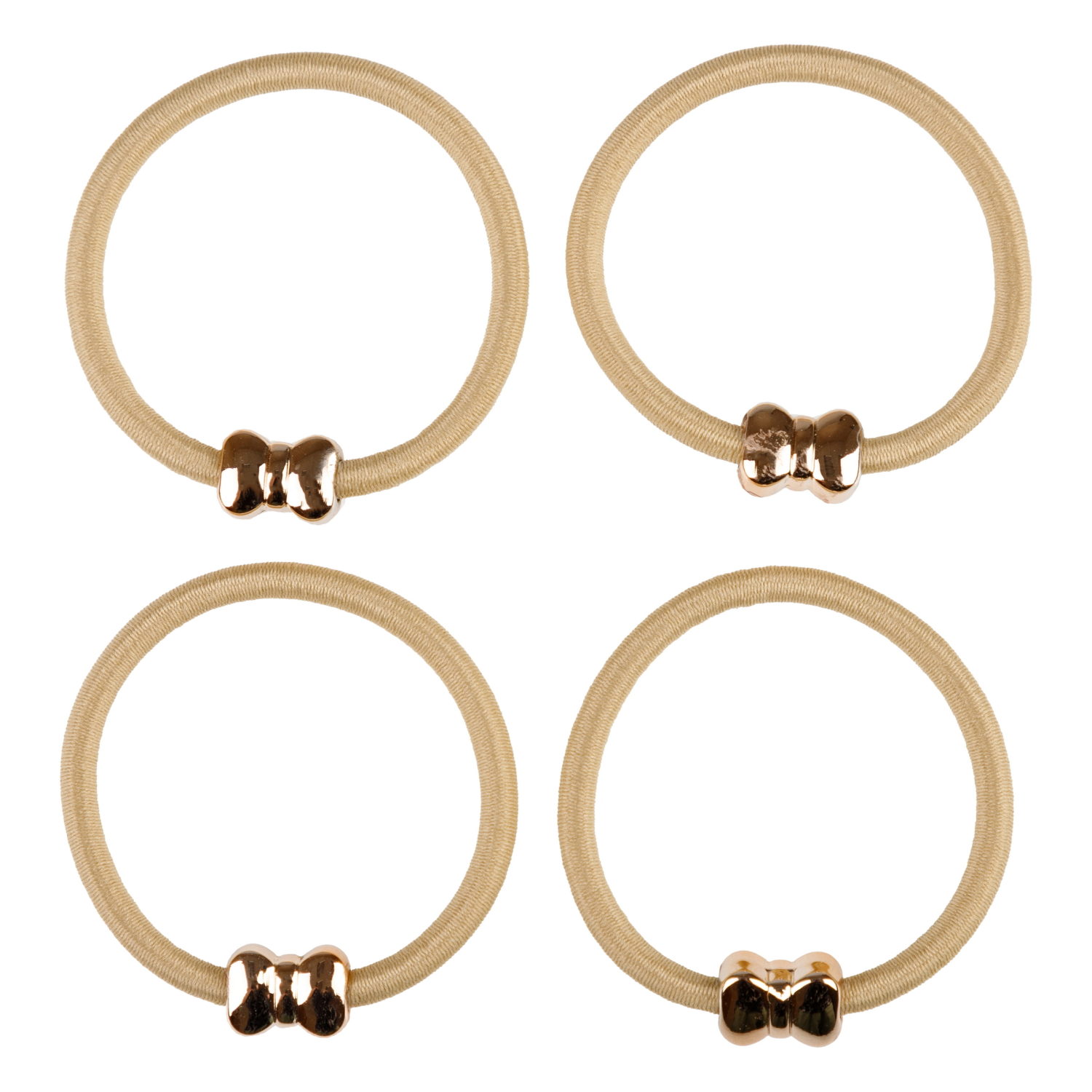 Lukky Fashion набор из 4 резинок для волос с метал.бантиком, 3 цвета в ассортименте: черный, золотой, красный микс