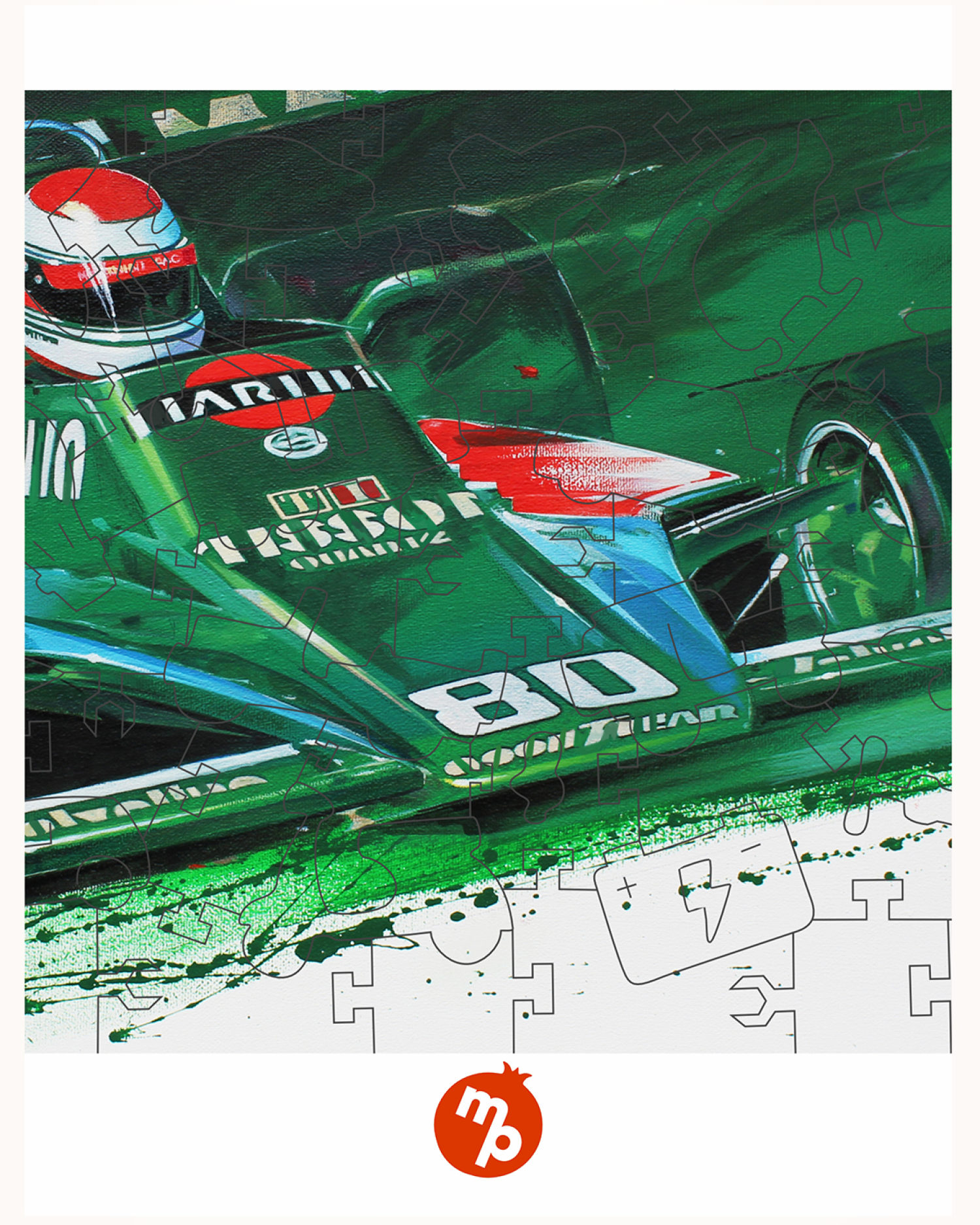 Деревянные пазлы Collection Transport Гоночный автомобиль зеленый, 80 деталей, 28х14 см