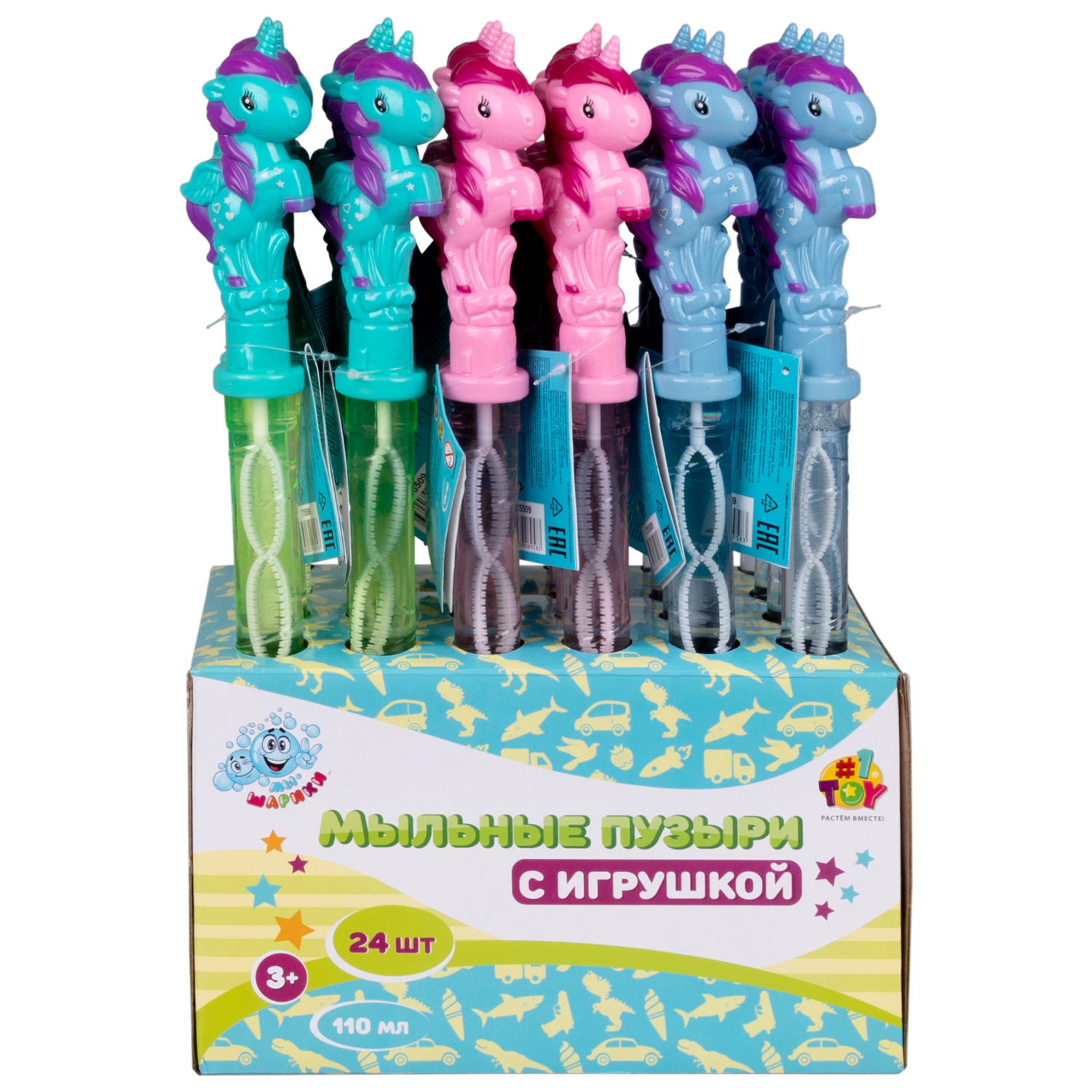 Мыльные пузыри Мы-шарики! 1TOY с игрушкой Единорог, 110 мл