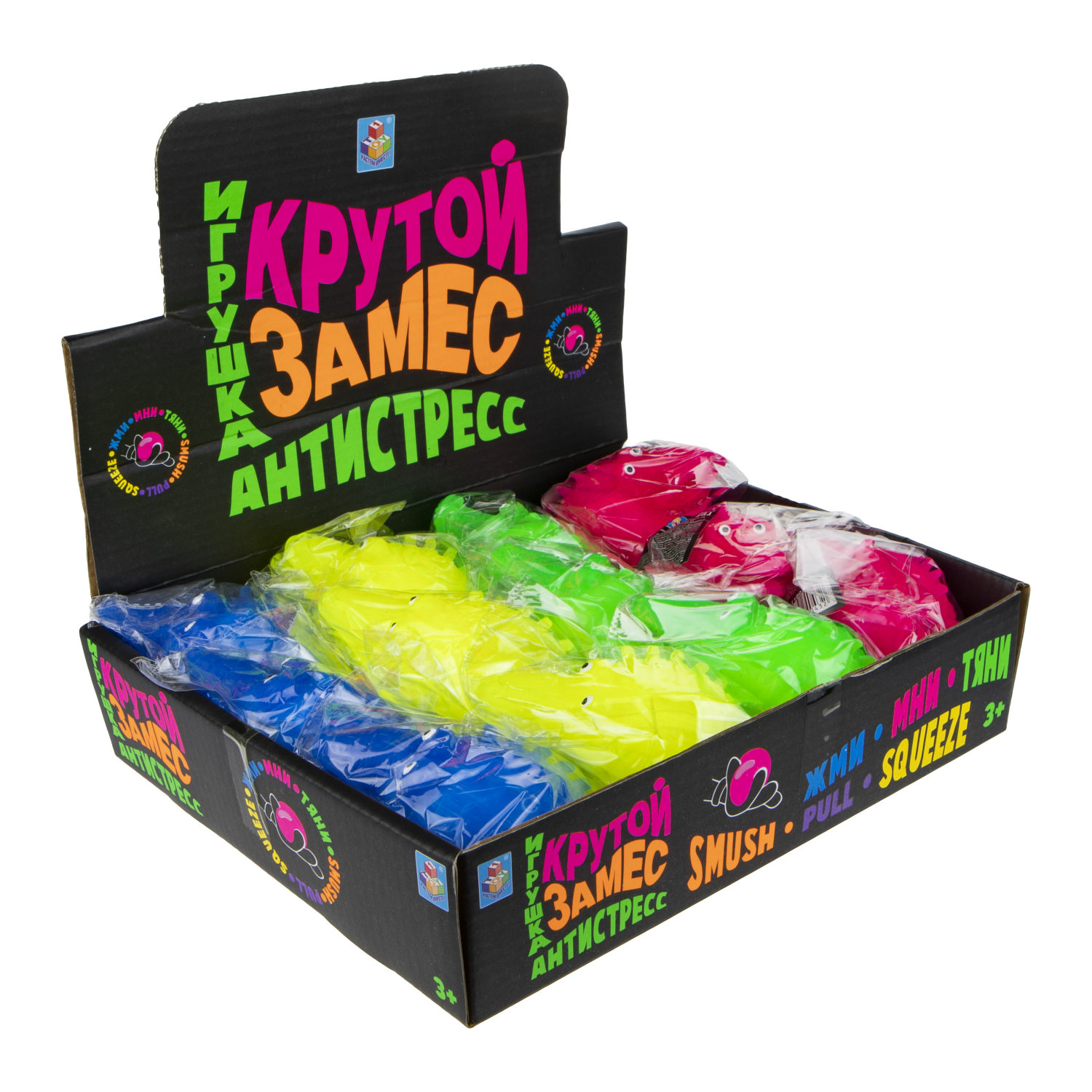 Антистресс -игрушка для рук 1TOY Крутой замес Крокодил, жмякалка, мялка, 10 см, 4 цвета в ассортименте