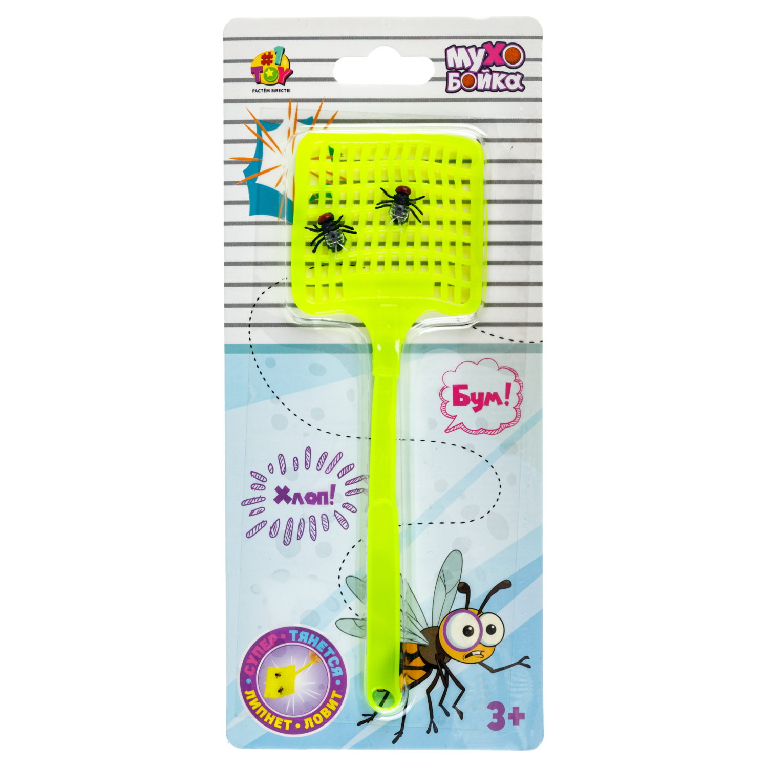 Игрушка-антистресс 1TOY Мухобойка, 19х6,5 см, 4 цвета в ассортименте