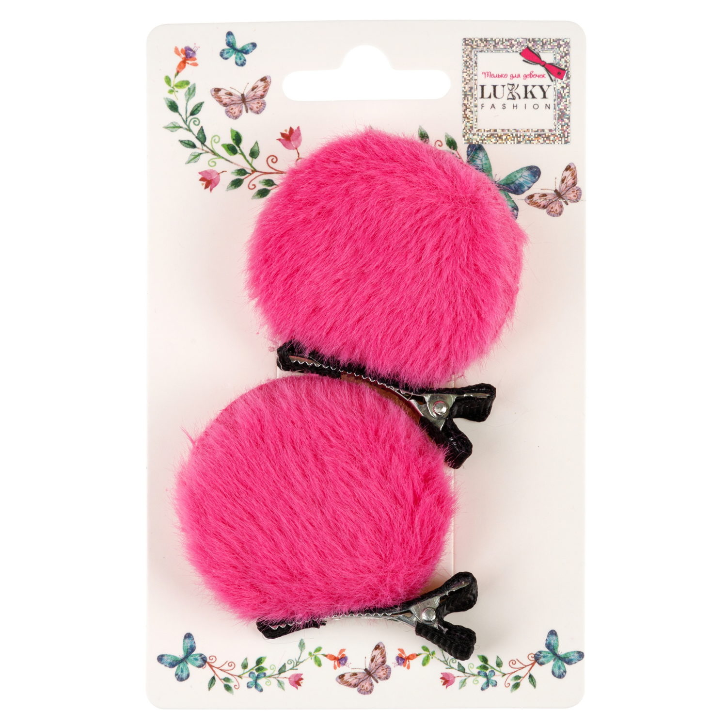 Заколки для волос Lukky Fashion Медвежьи ушки, детские, для девочки, зажимы, 3 цвета в ассортименте, набор 2 шт.