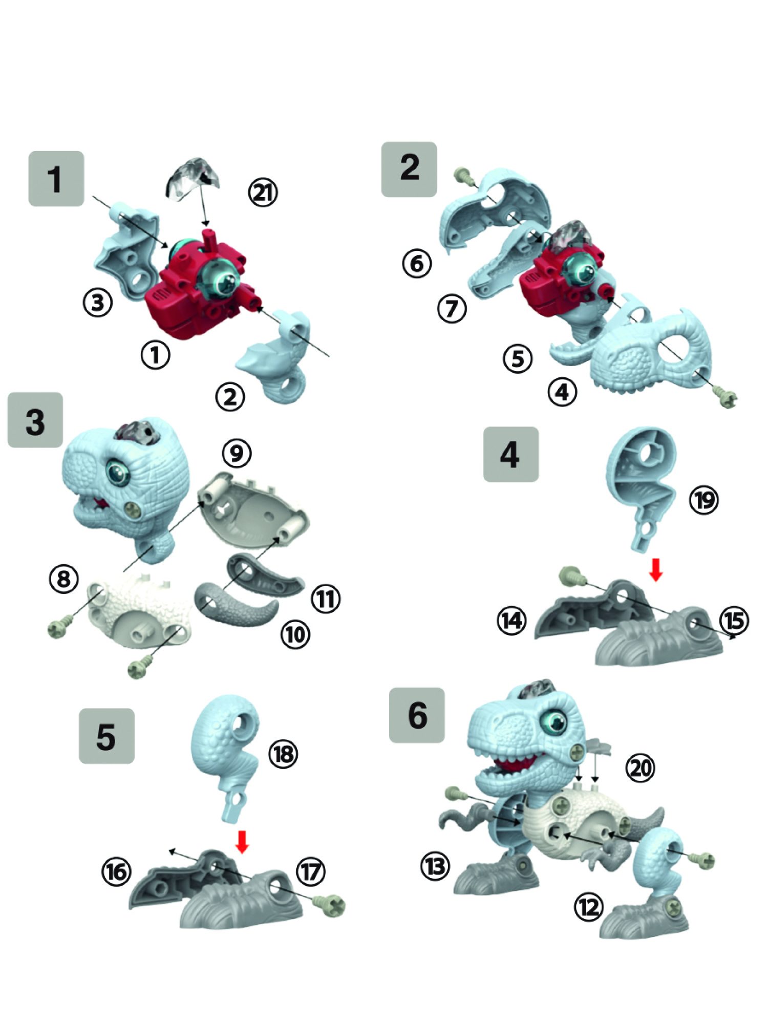 Интерактивная игрушка динозавр 1toy RoboLife Тираннозавр, детская, музыкальная, конструктор, робот, со световыми эффектами, для девочек и мальчиков