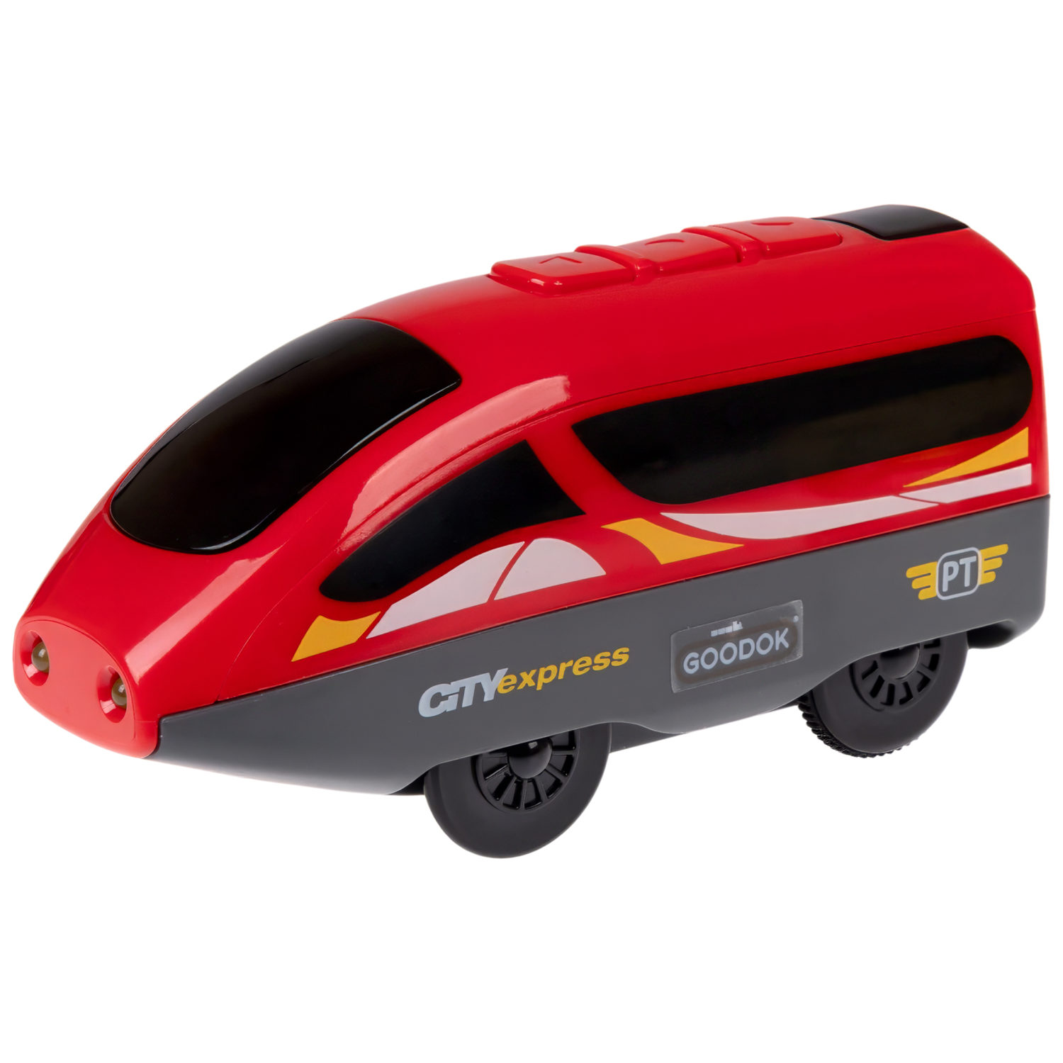 Деревянная железная дорога 1TOY GOODOK с электропоездом на пульте управления, 49 элементов