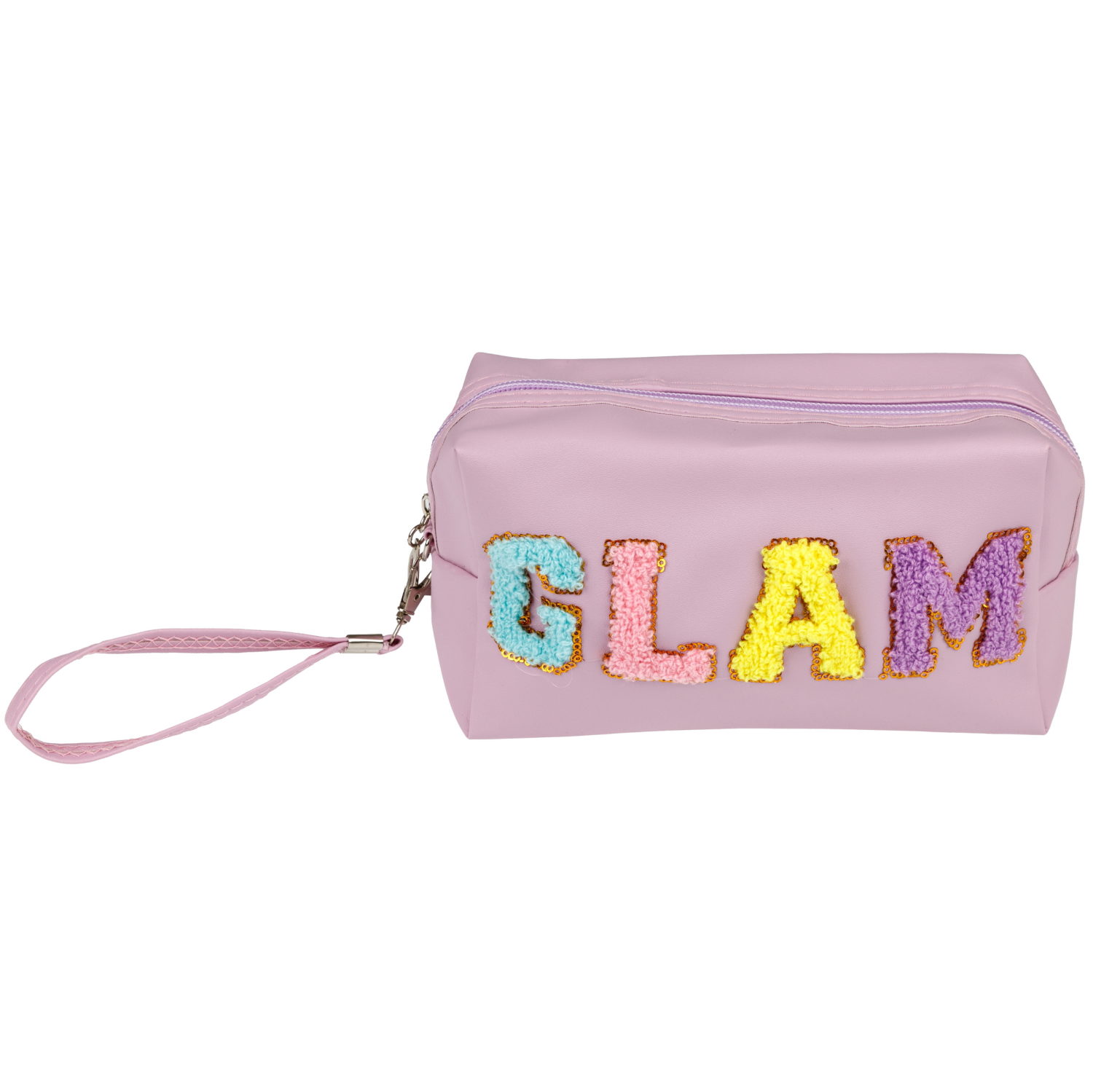 Косметичка с вышивкой плюшевыми буквами Lukky Glam Style, 18*10*8 см