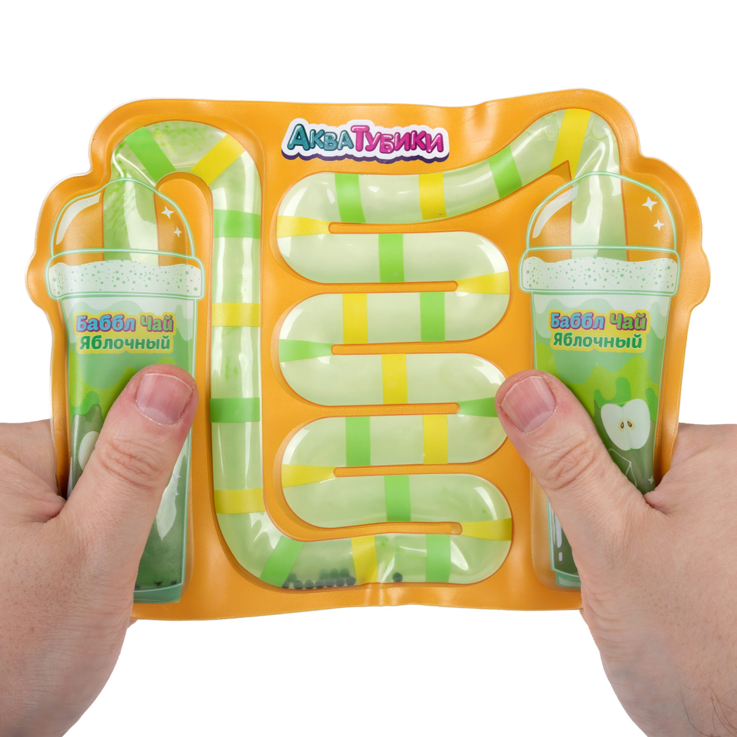 Акватубики 1TOY Кафешка: Баббл Чай яблочный, антистресс переливайка