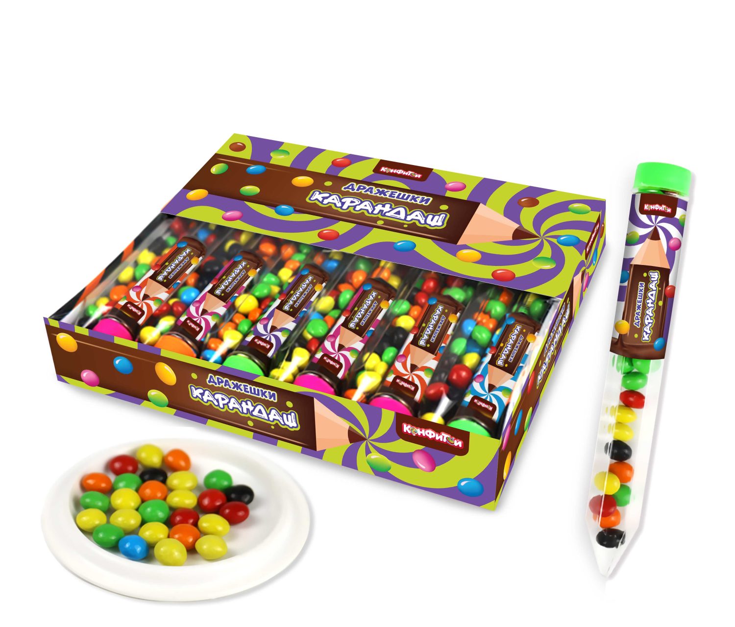 ДРАЖЕШКИ Карандаш драже в глазури, блок 24 шт. (6г х 24 х 24)