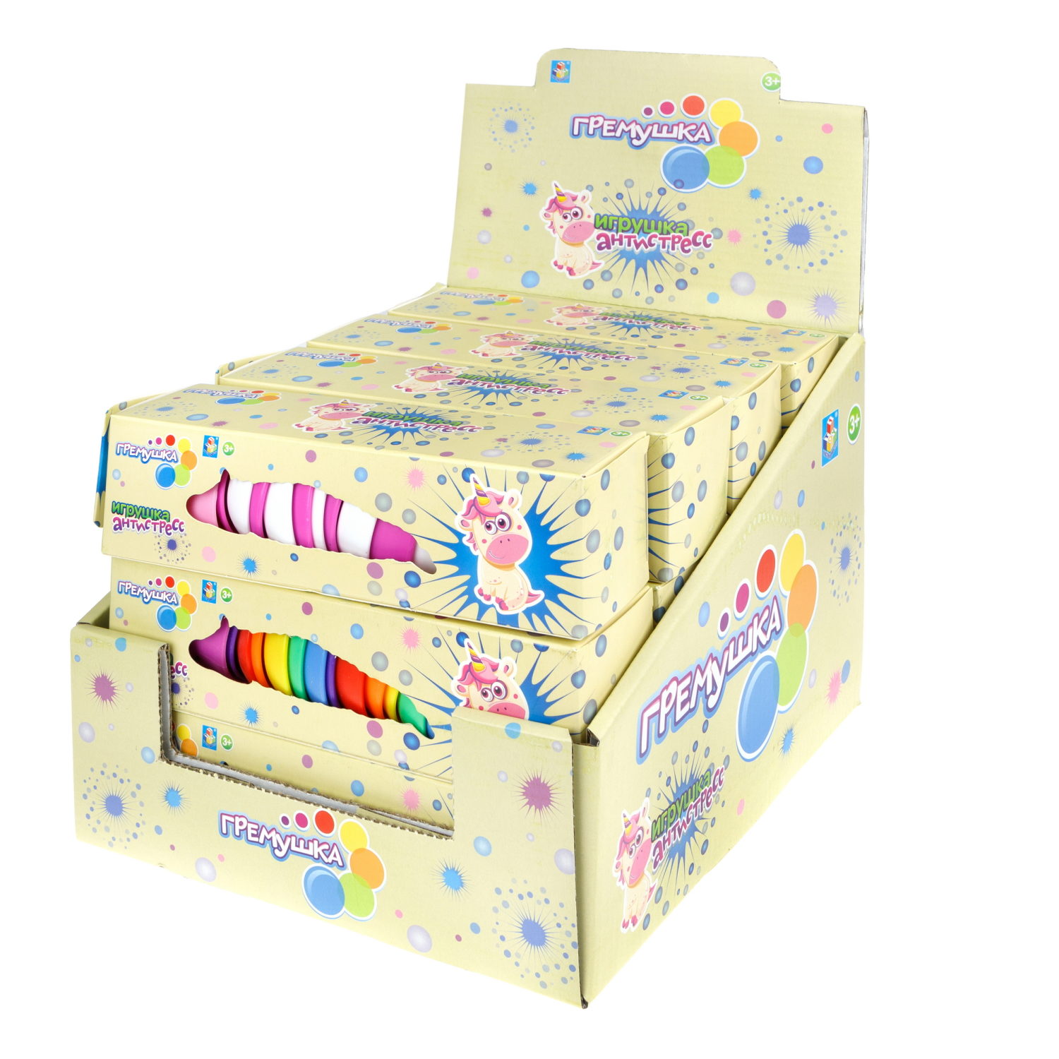 Единорог 1TOY Гремушка, 3 цвета в ассортименте