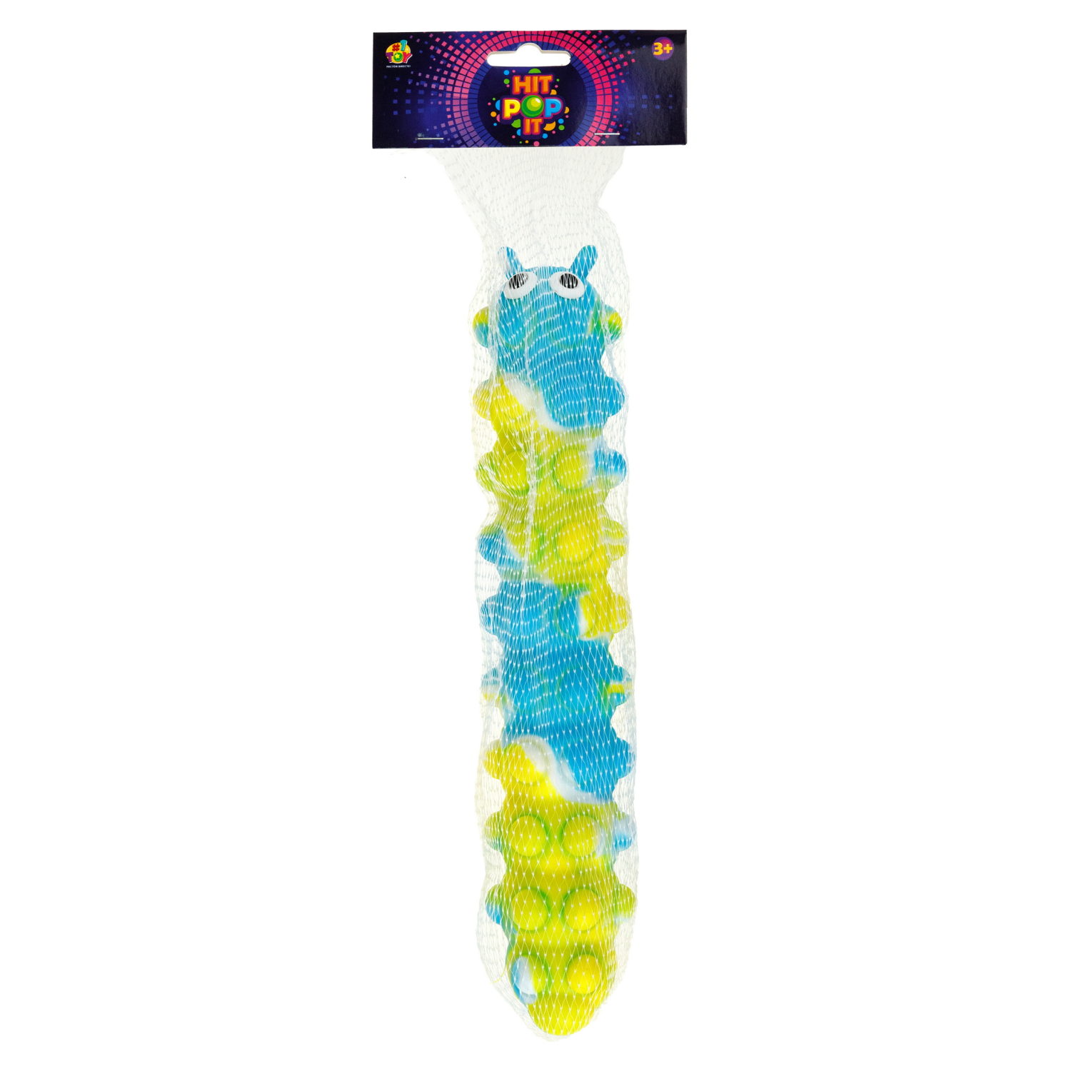 1toy Жмяка Hit Pop It "Гусеница" на присосках 26,5х4,8х3,8 см, 4 вида, 12 шт. в д/б