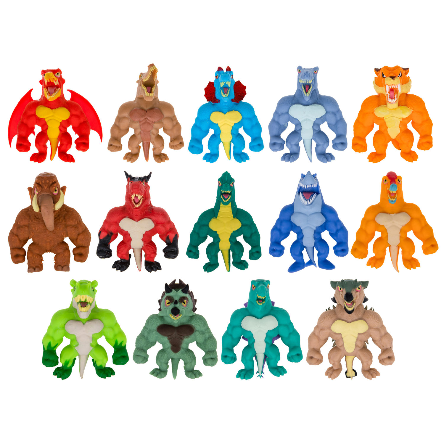 1TOY MONSTER FLEX DINO, тянущиеся фигурки 14см, 14 видов в ассортименте