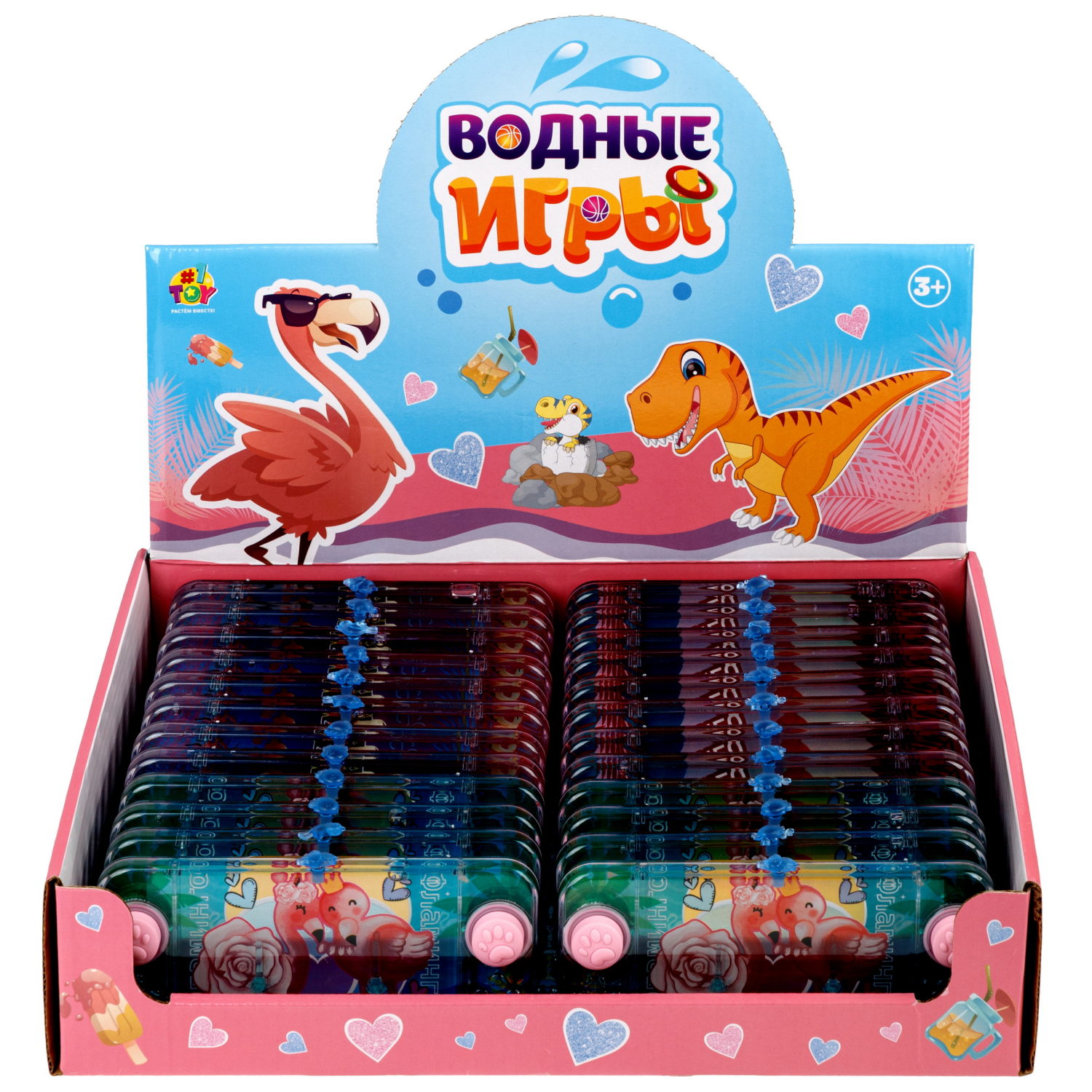 Водный тетрис 1TOY Игра с водой Насади колечки Фламинго, 15,5х7х2 см, 3 вида