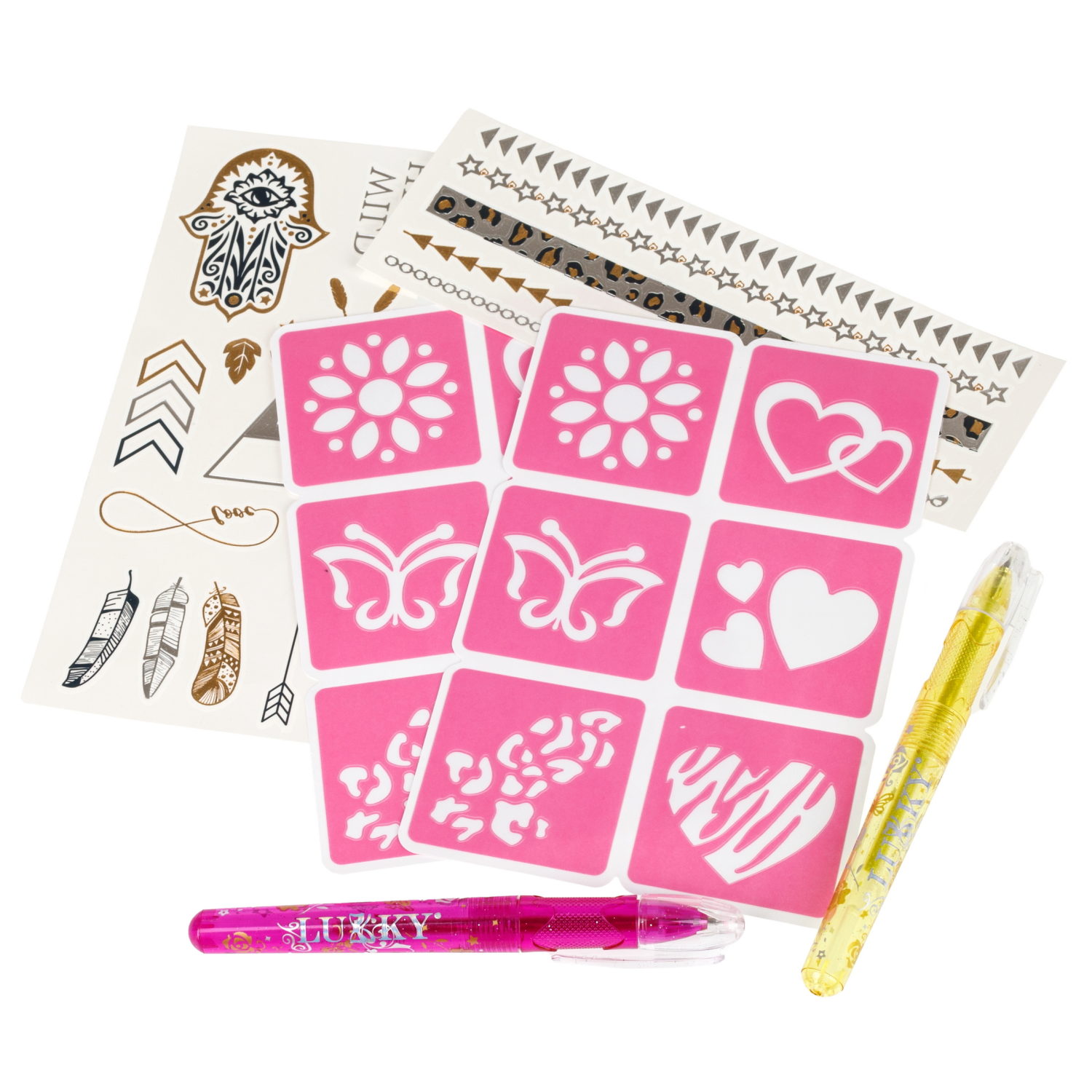 Lukky Бьюти-Дизайн с тату ручками, трафаретами и переводными блестящими тату