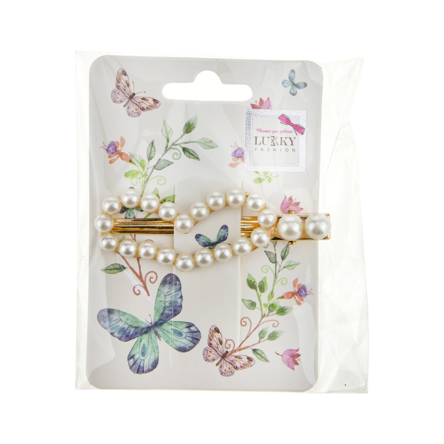 Заколка для волос Lukky Fashion Сердечко с жемчужинами, детская, для девочки, зажим