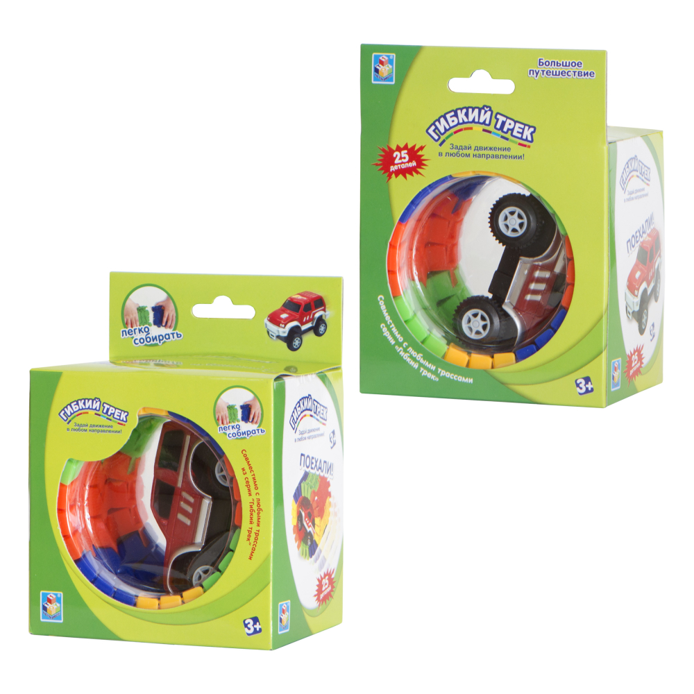 Гибкий трек 1TOY "Большое путешествие" 25 дет.(машинка).