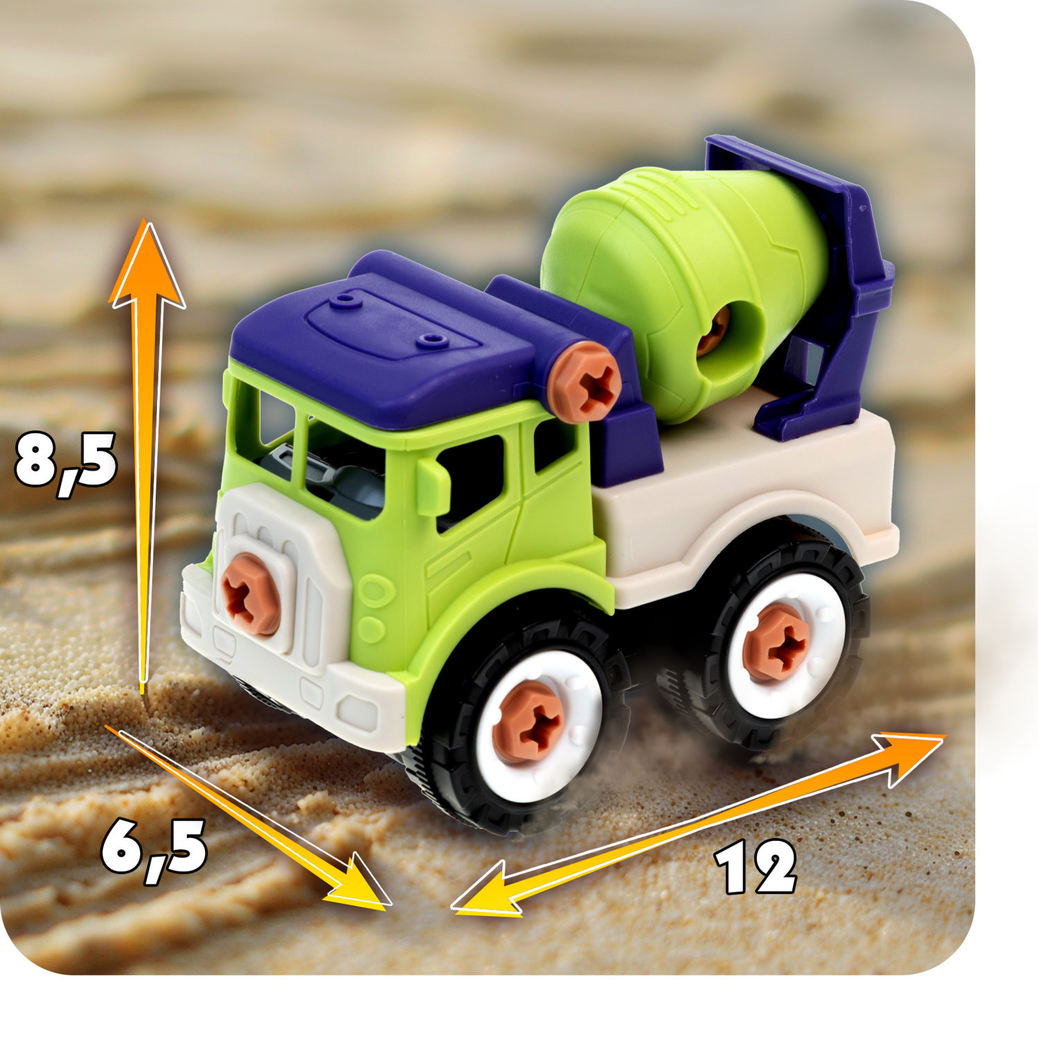 Бетономешалка игрушка 1TOY Новостройка конструктор машинка, 35 деталей