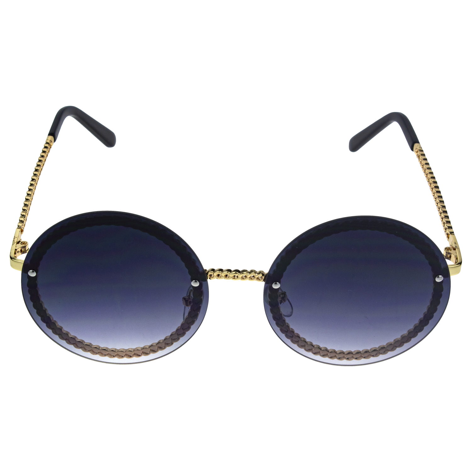 Солнцезащитные очки Lukky Fashion, круглые с цепочкой, черный