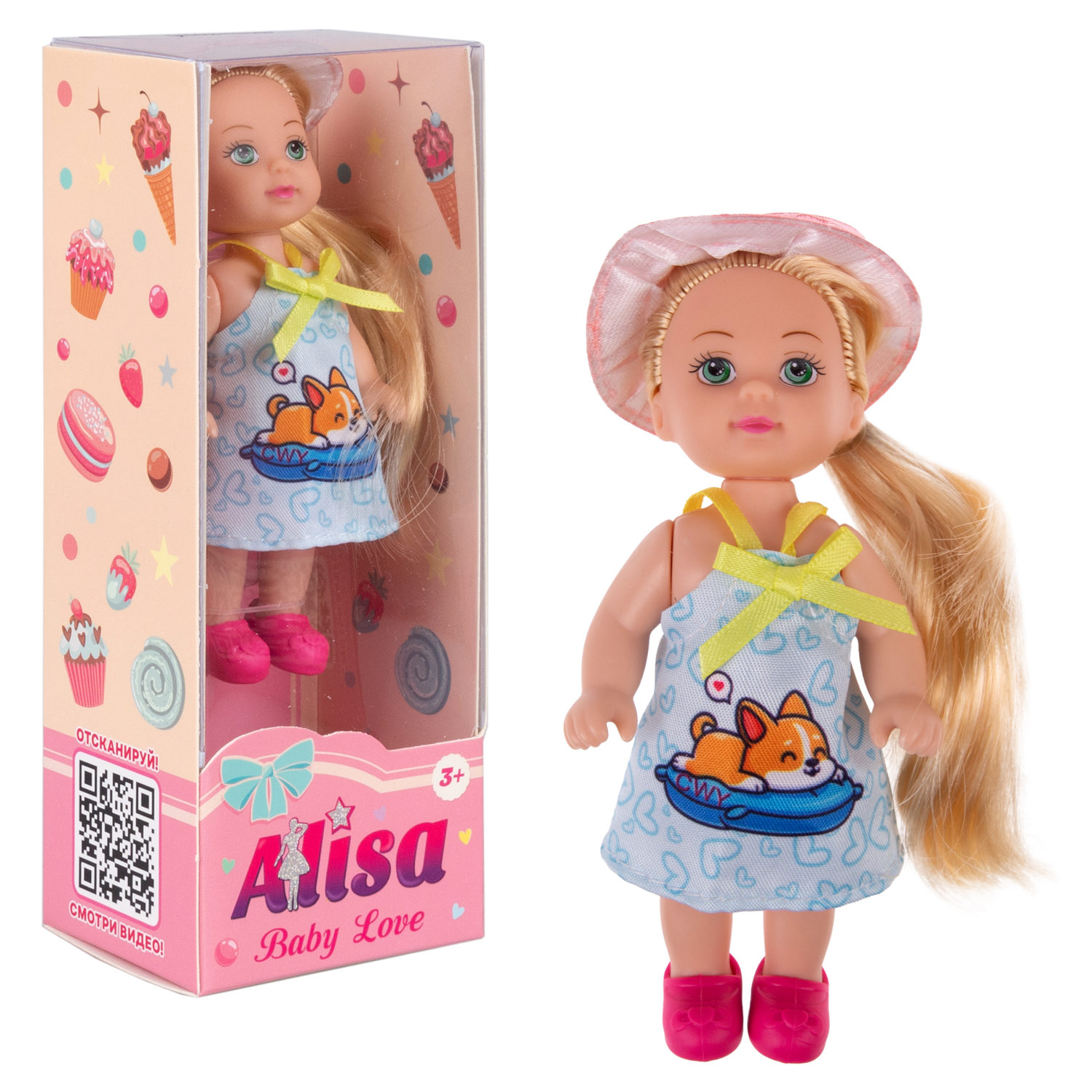 Кукла 1TOY ALISA BABY LOVE, в голубом платье, 12 см