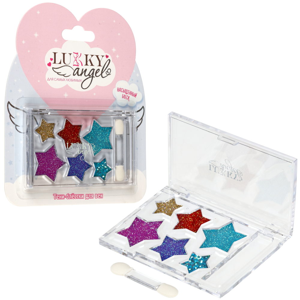 Палетка крем-теней для век детских Lukky Angel, «Звездочки», 6 цветов, 5,4 г