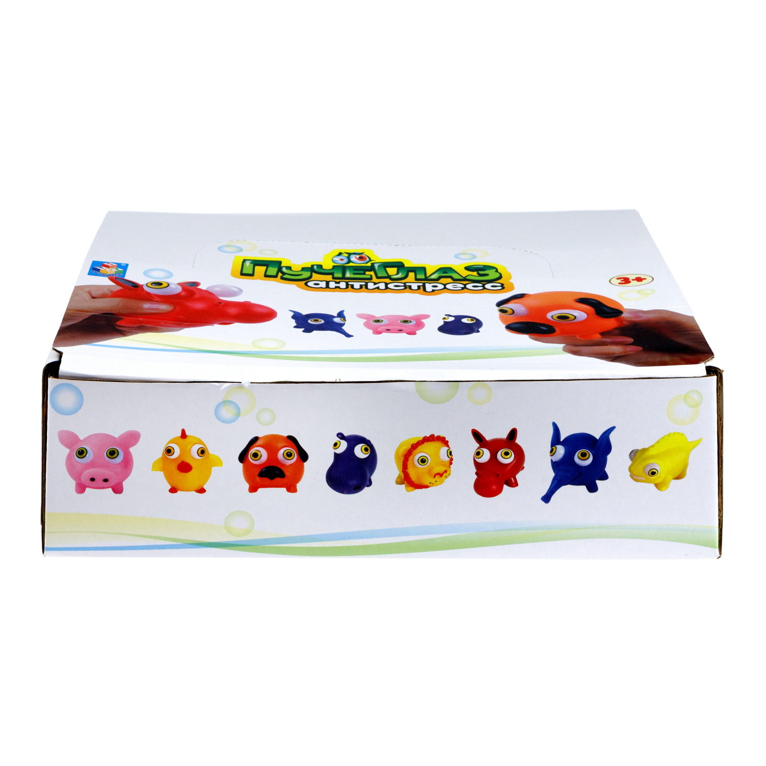 1toy Пучеглаз-антистресс "Животные мини" 8,2х7x6,8 см, 12 видов в асс., 12 шт. в д/б