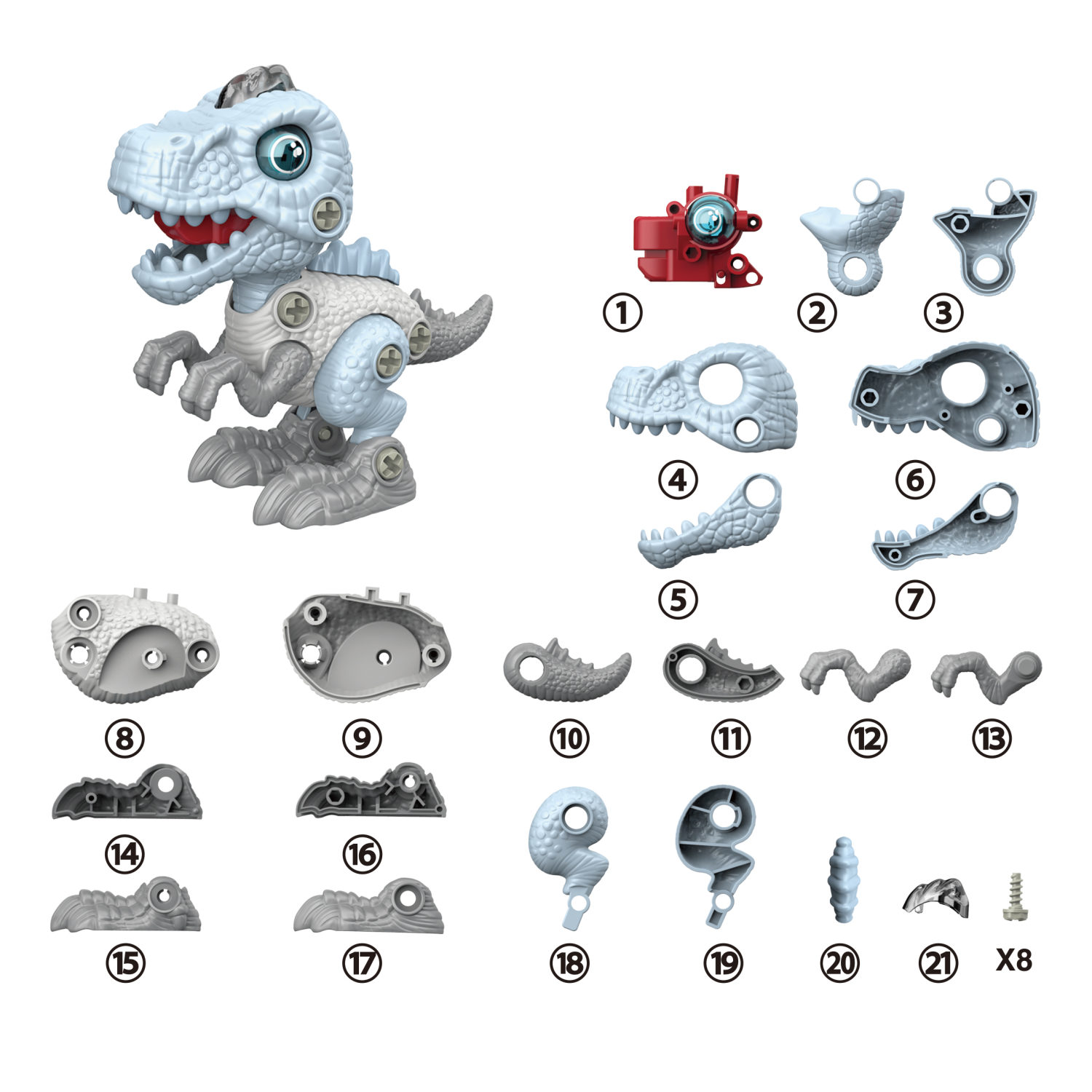 Интерактивная игрушка динозавр 1toy RoboLife Спинозавр, детская, музыкальная, конструктор, робот, со световыми эффектами, для девочек и мальчиков