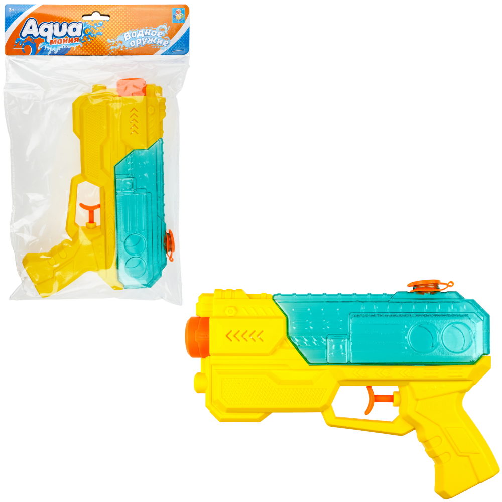 Водный пистолет 1TOY Аквамания, 21*15 см, желтый