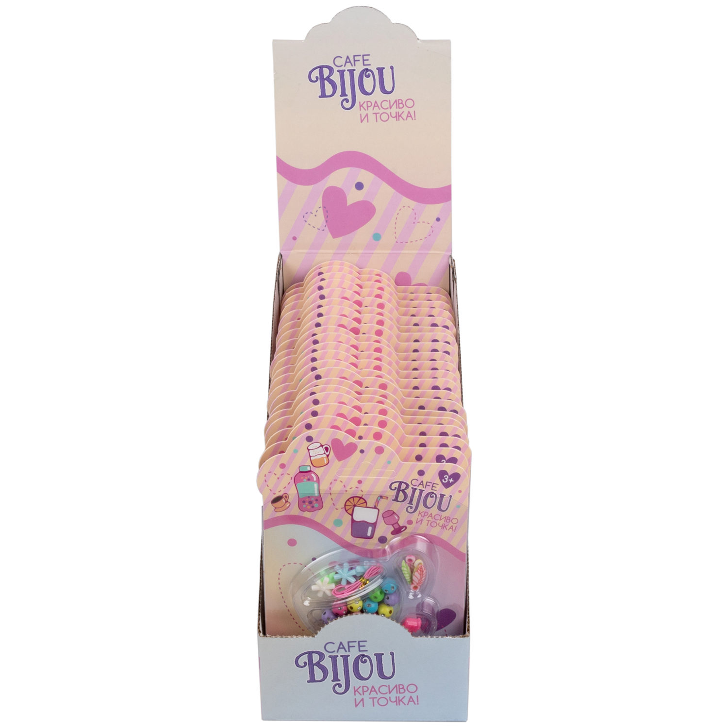 1TOY наб.бусин."Café Bijou" напитки 5 видов в асс., блистер 12*19см, 20 шт.в дб.