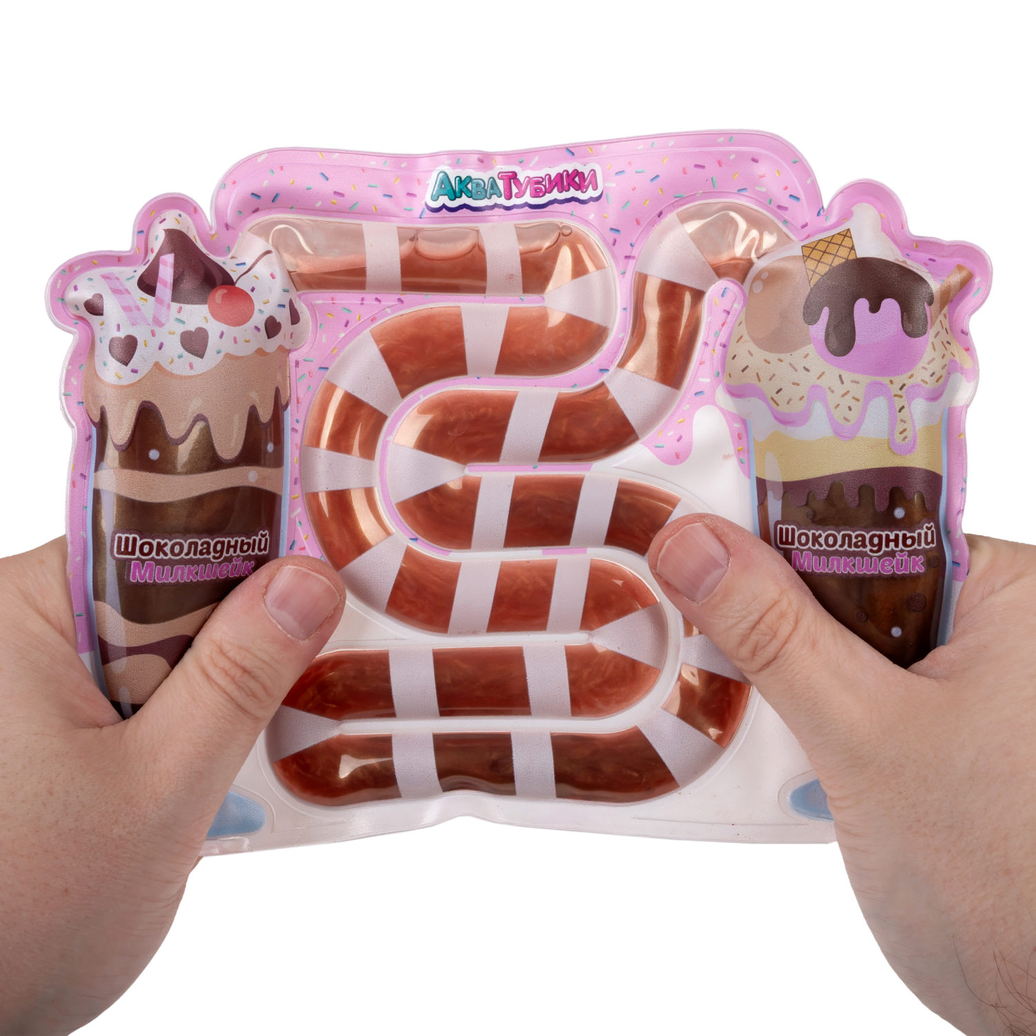 Акватубики 1TOY Кафешка: Молочный коктейль шоколадный, антистресс переливайка