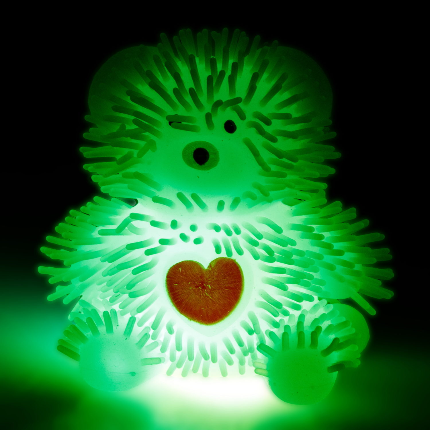 Игрушка-антистресс для рук 1toy Йо-Ёжики, зелёный "Медвежонок" 8 см, со светом