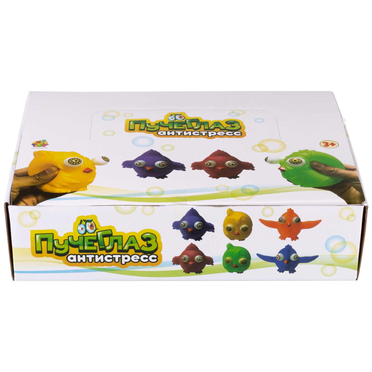 1TOY Пучеглаз-антистресс "Птицы" 7х6x5 см, 6 цветов в ассортименте