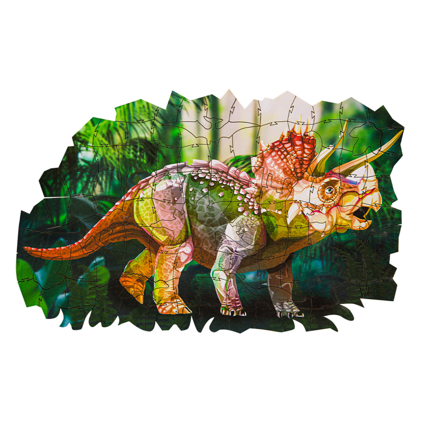 Деревянные пазлы Collection Dinosaurs Динозавр Трицератопс, 110 деталей, 28,5х18 см, 7+