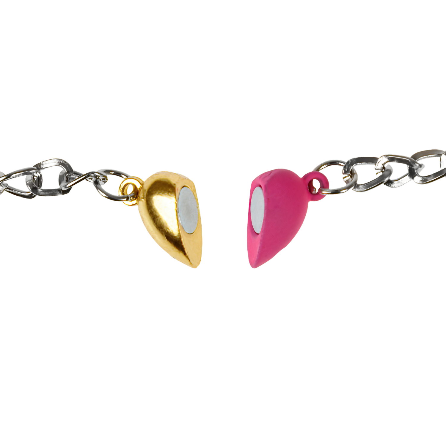 Lukky Fashion цепочка с подвесками-половинками сердца на магните: золотая-розовая