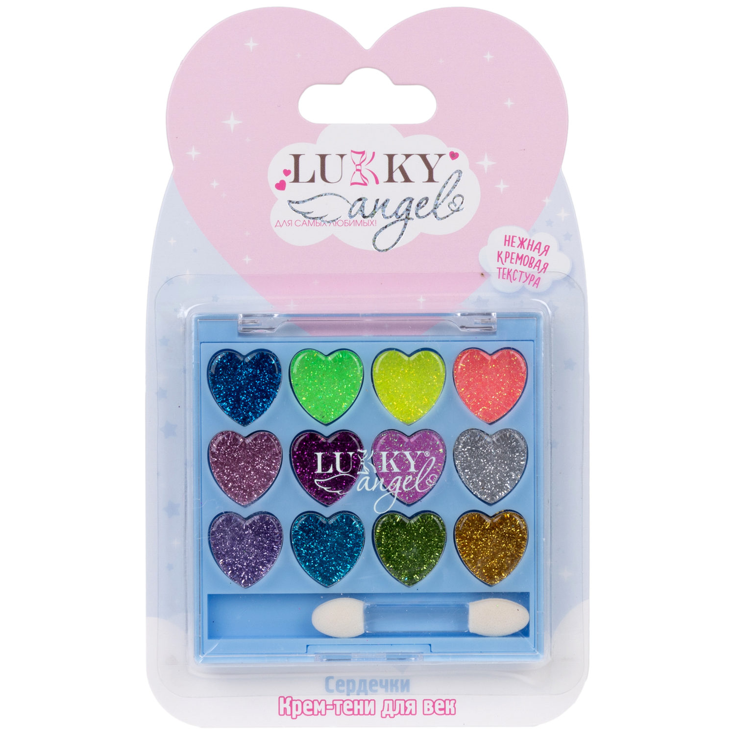 Крем-тени для век детские Lukky Angel, «Сердечки», 12 цветов, 9 г